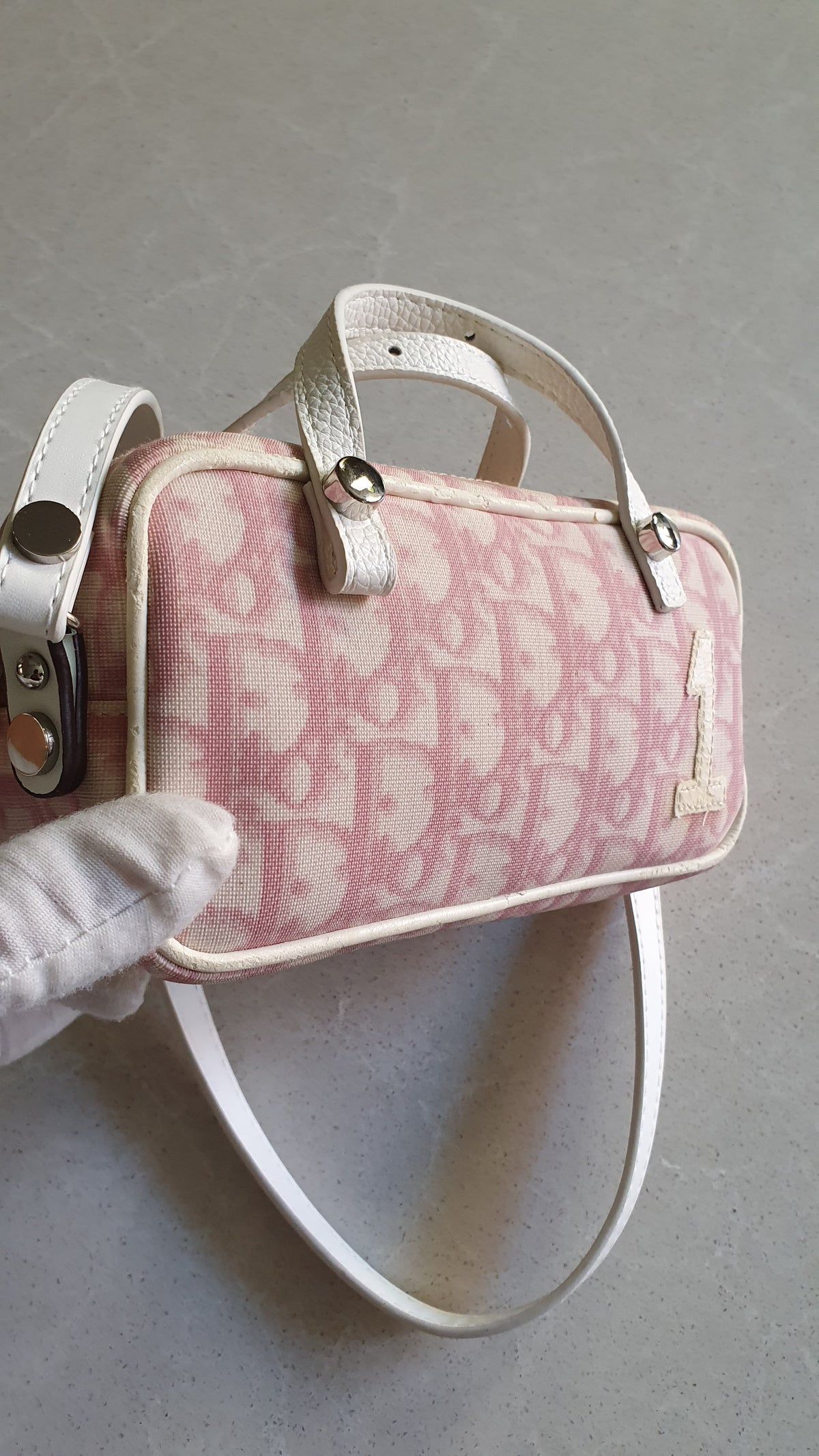 Authentic Vintage Dior Upcycle Pink Shoulder Pouch Purse with Two Handles
