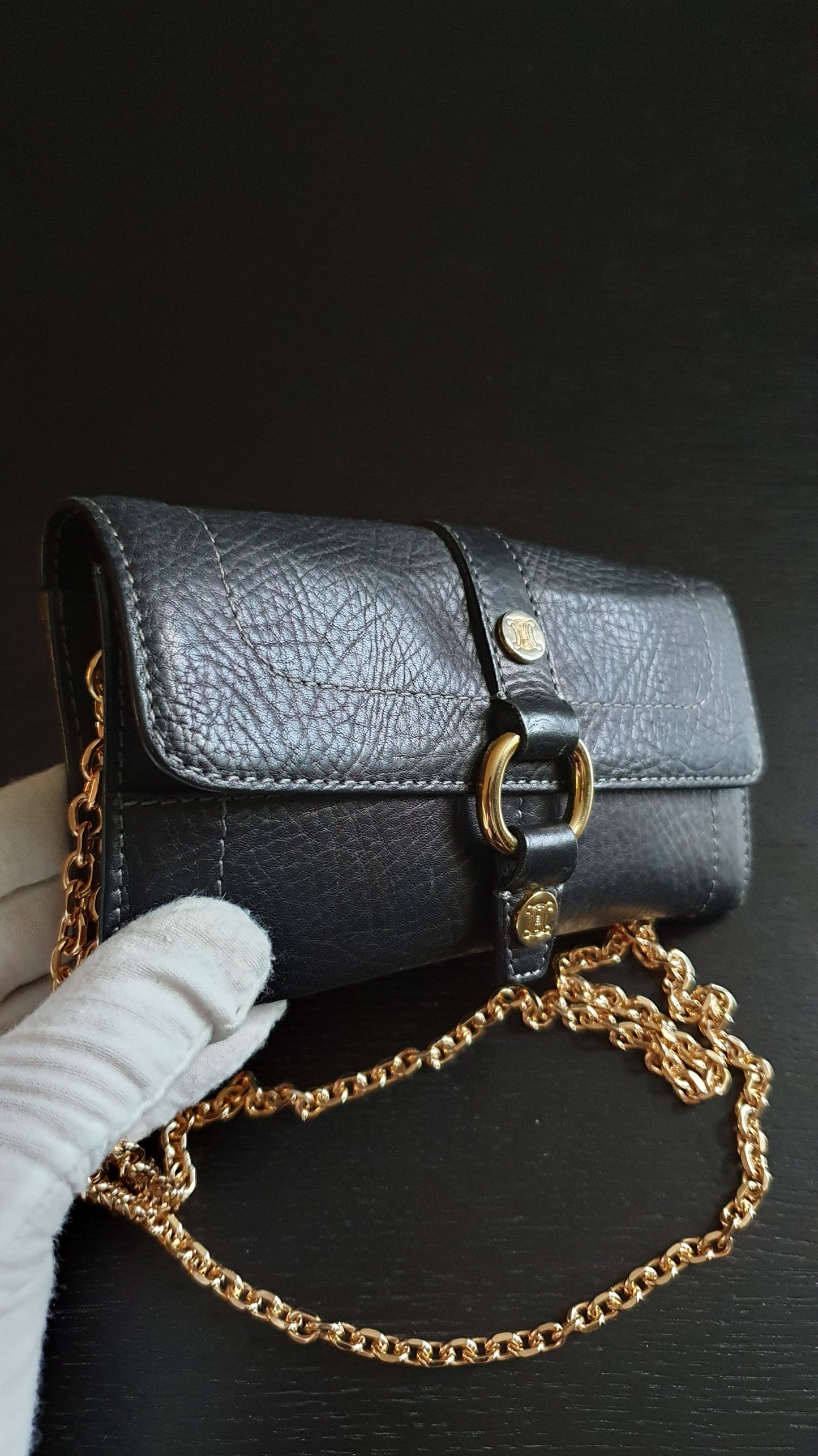 Authentic Celine Upcycle Wallet with Versatile Chain