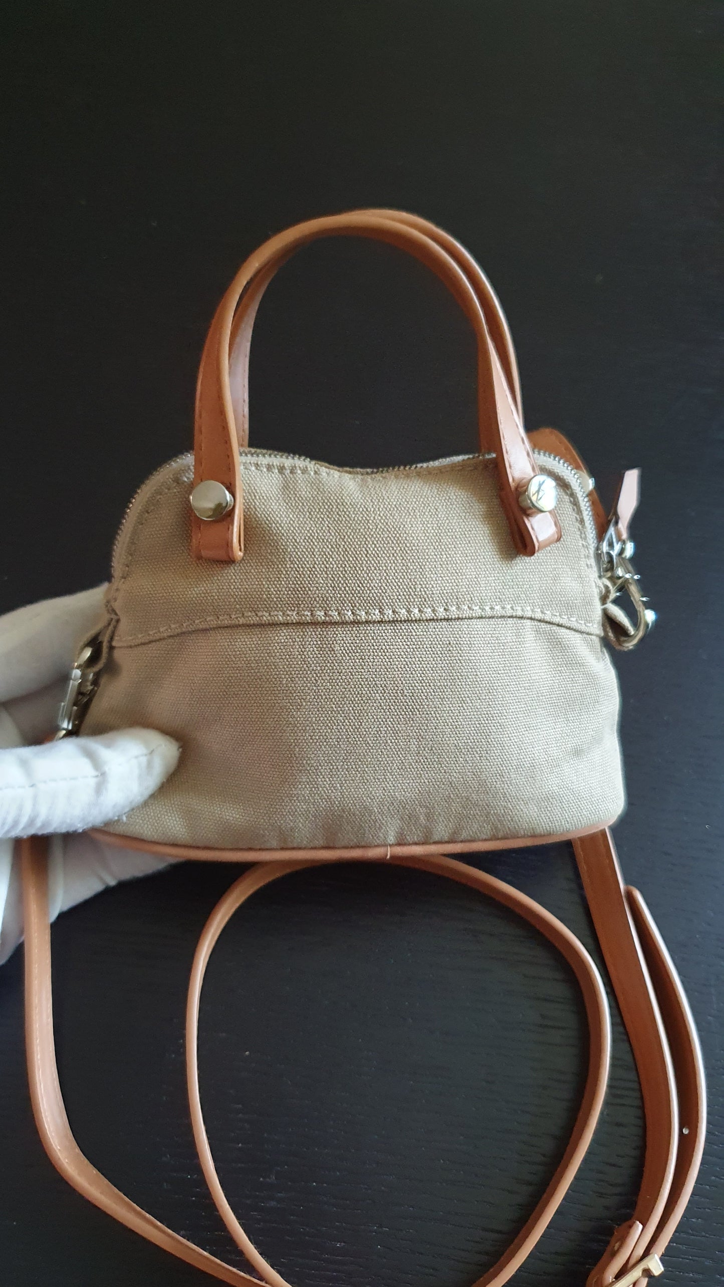 Authentic Hermès Upcycle Canvas Small Pochette with Straps