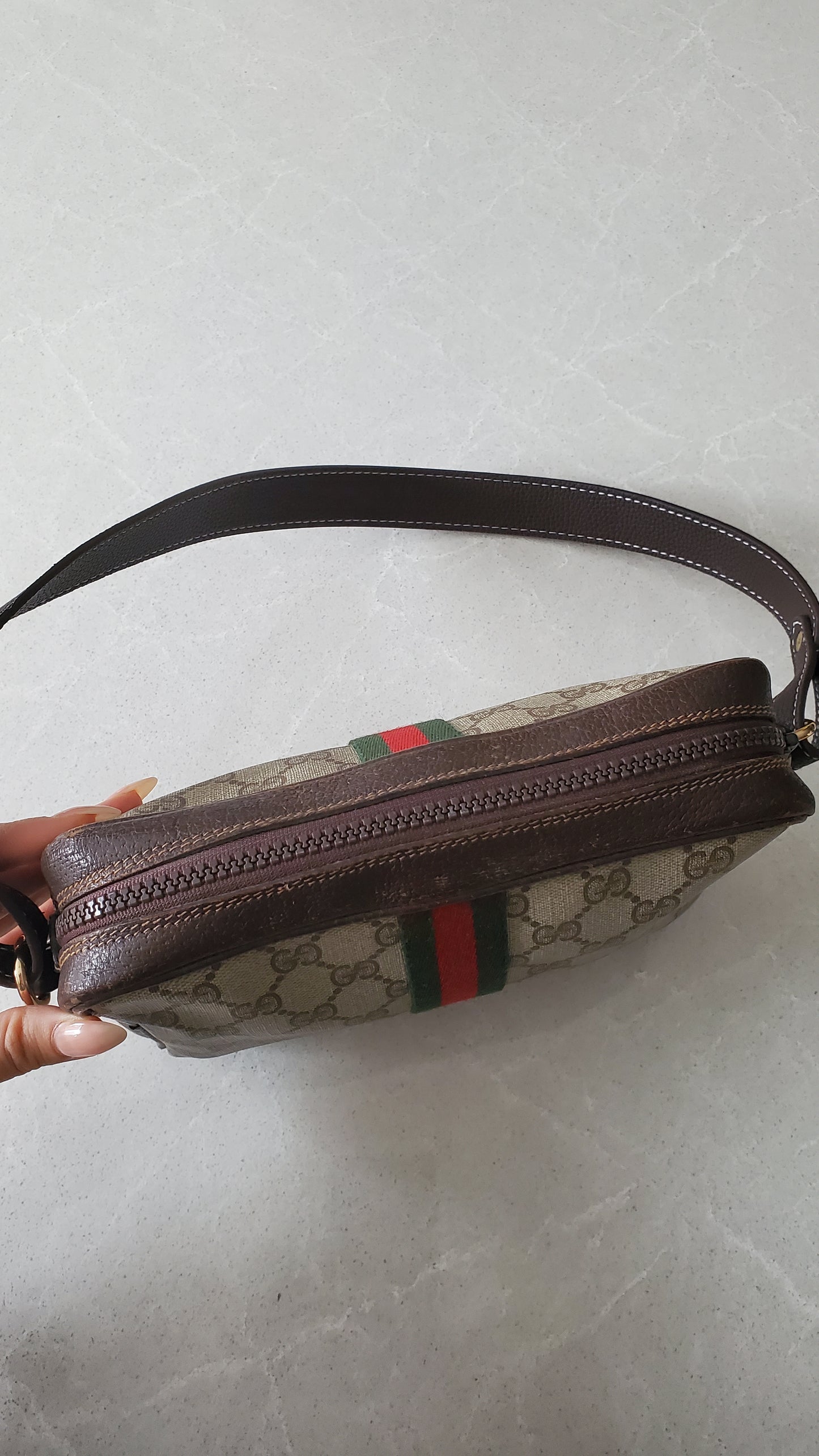 Authentic Vintage Gucci Upcycle (Brown) Shoulder Purse with Strap