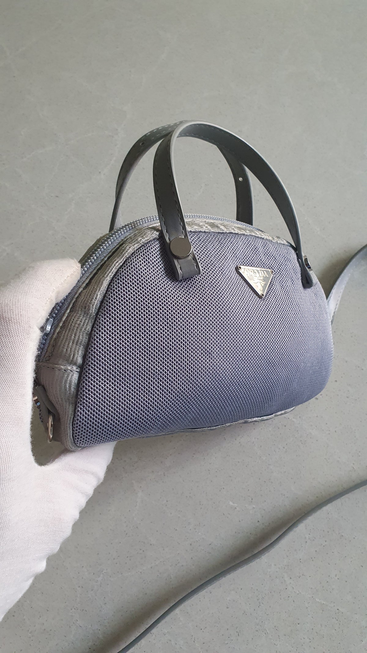Authentic Prada Upcycle Blue Pouch with Straps