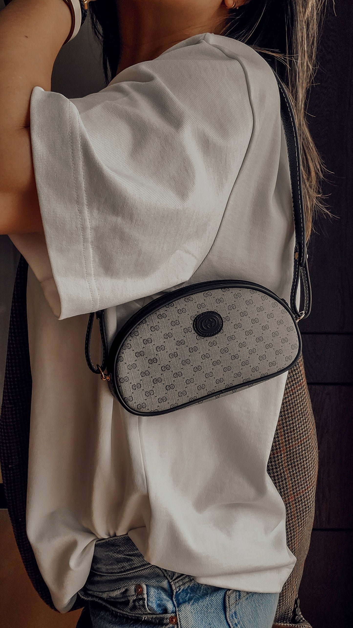 *Rare* Authentic Vintage Gucci Upcycle Shoulder Moon Purse with Strap