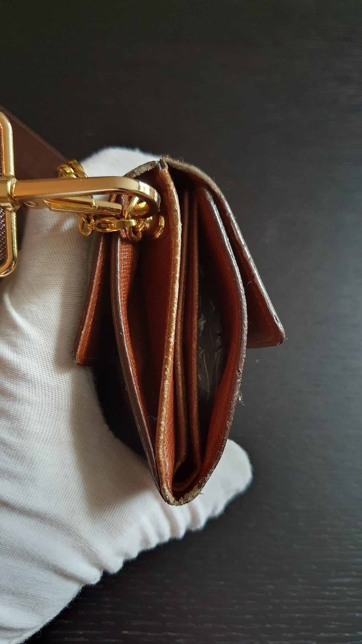 Authentic Vintage Louis Vuitton (5) Upcycle Small Wallet on Chain & Strap