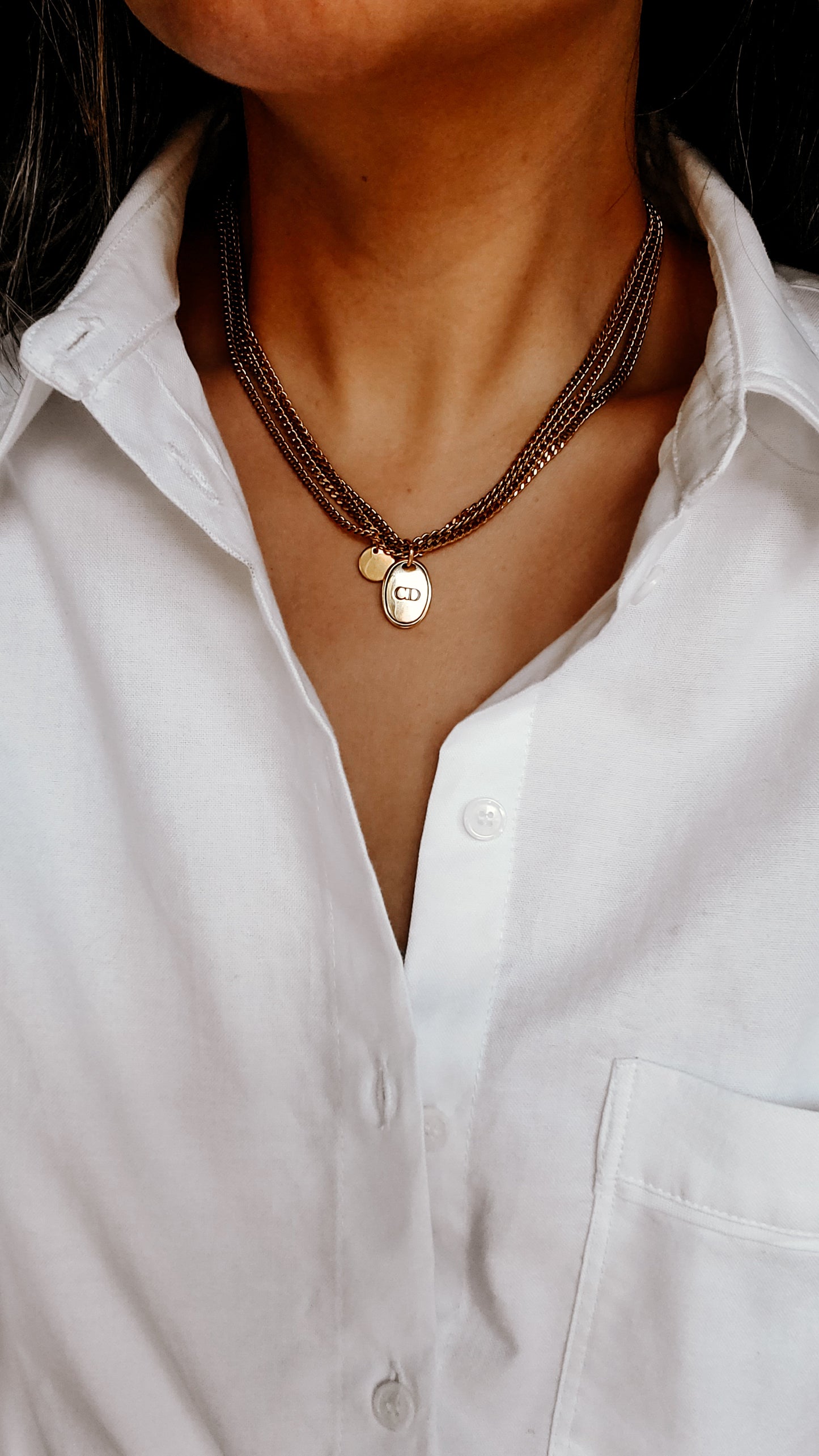 Authentic Vintage Dior Upcycle Gold Multi Layers Necklace