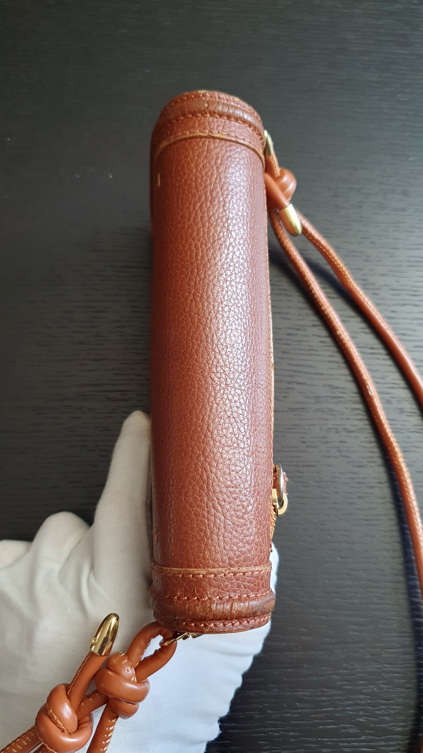 Authentic Chloe Upcycle Brown Leather Long Wallet with Strap