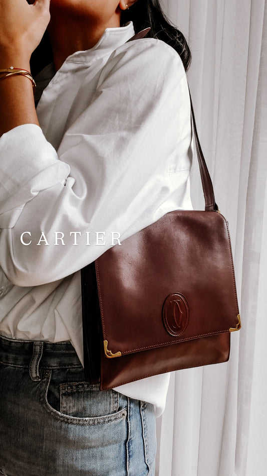 Authentic Vintage Cartier Upcycle Shoulder Leather Bag