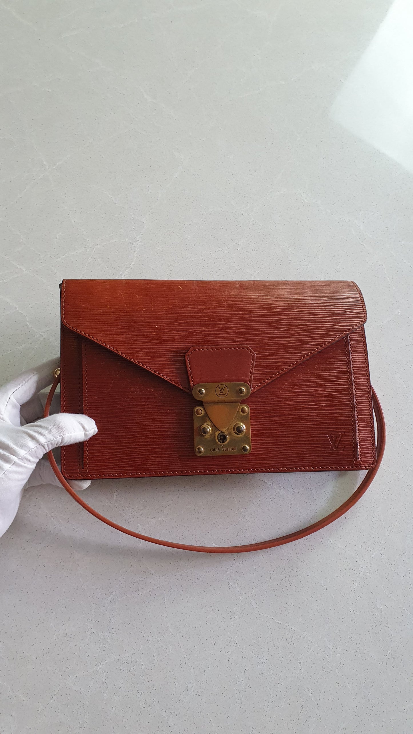 Authentic Louis Vuitton Upcycle Tan Epi Purse with Shoulder Strap