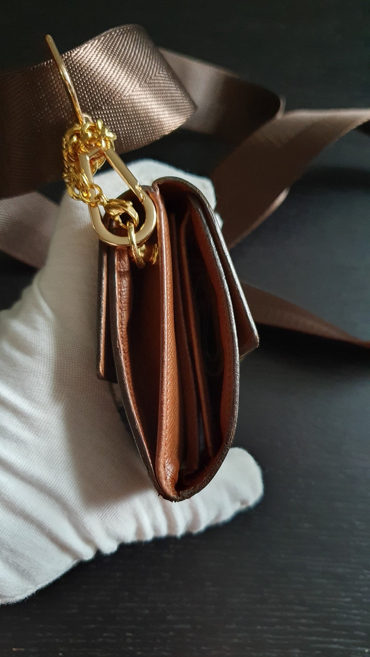 Authentic Vintage Louis Vuitton (3) Upcycle Small Wallet on Chain & Strap