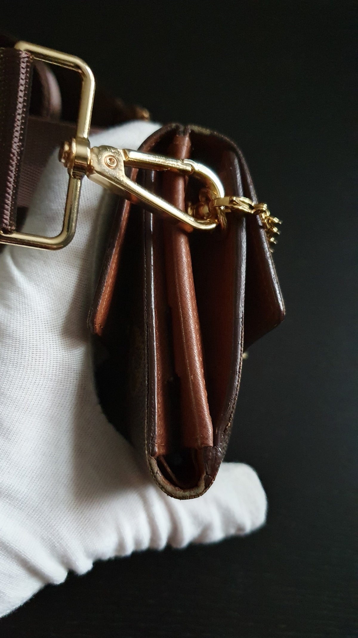 Authentic Vintage Louis Vuitton (4) Upcycle Small Wallet on Chain & Strap