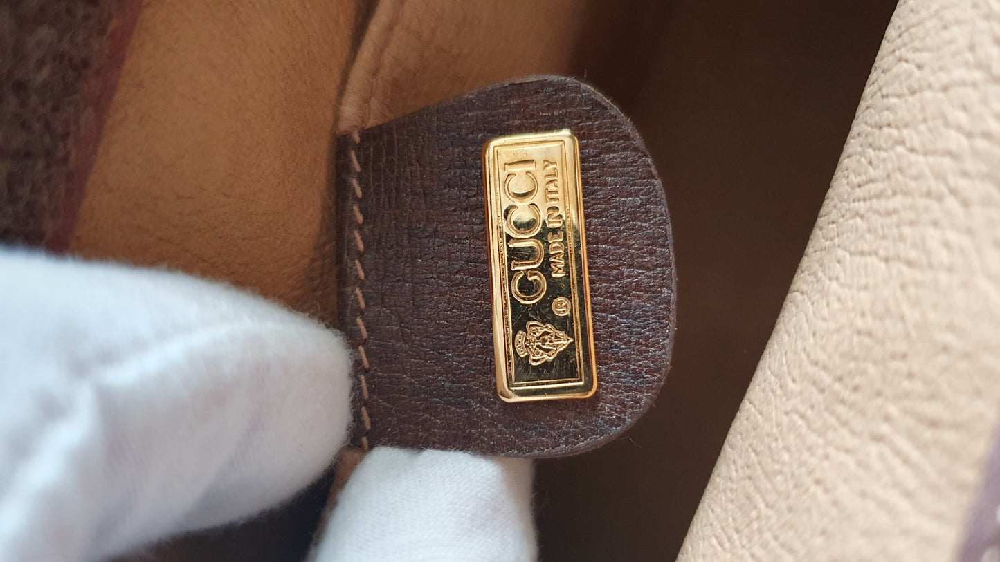 Authentic Vintage Gucci Upcycle Brown Purse (with velcro closing) with Handles & Chain