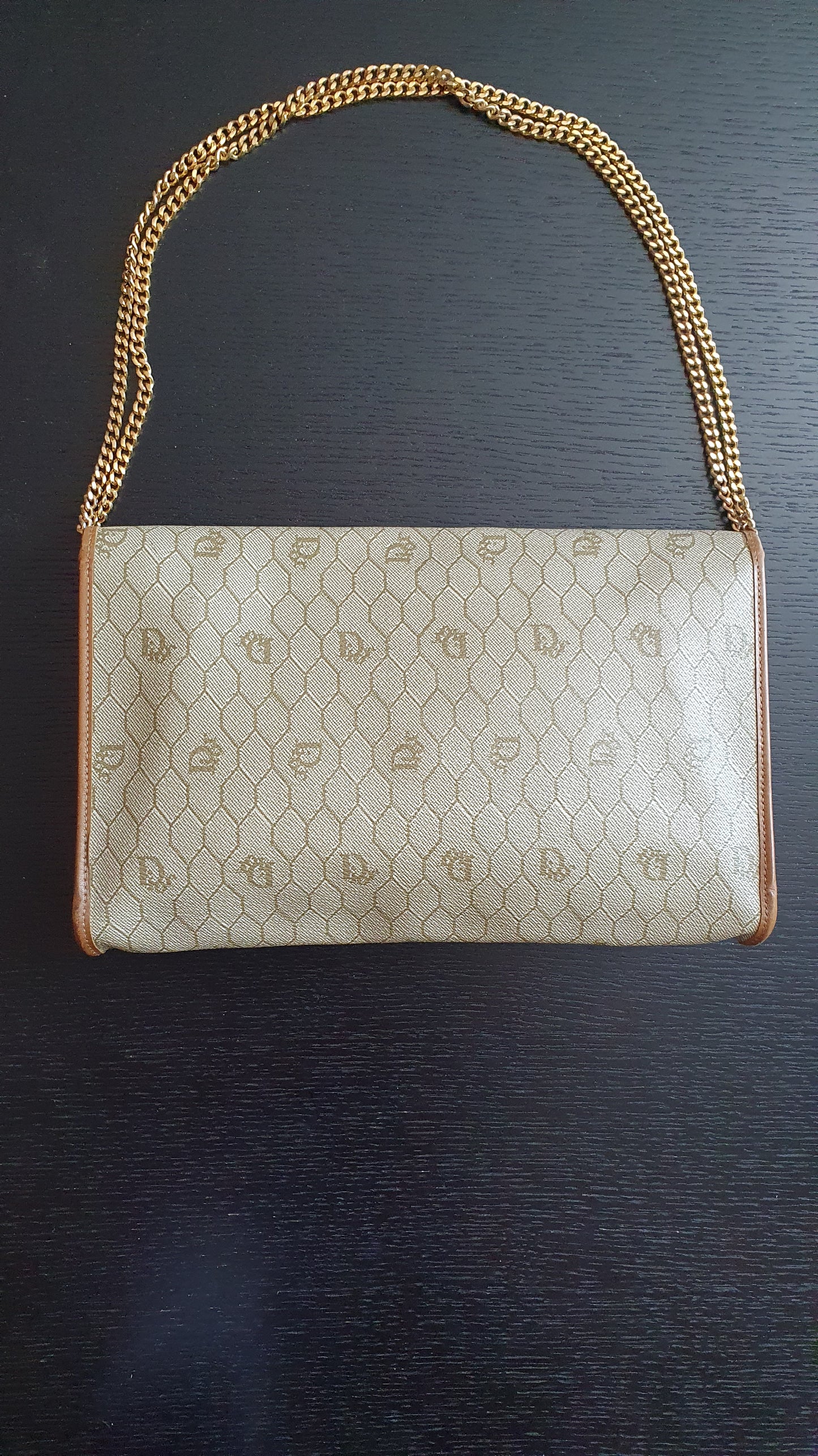 Authentic Vintage Dior Tan Purse with Versatile Chain
