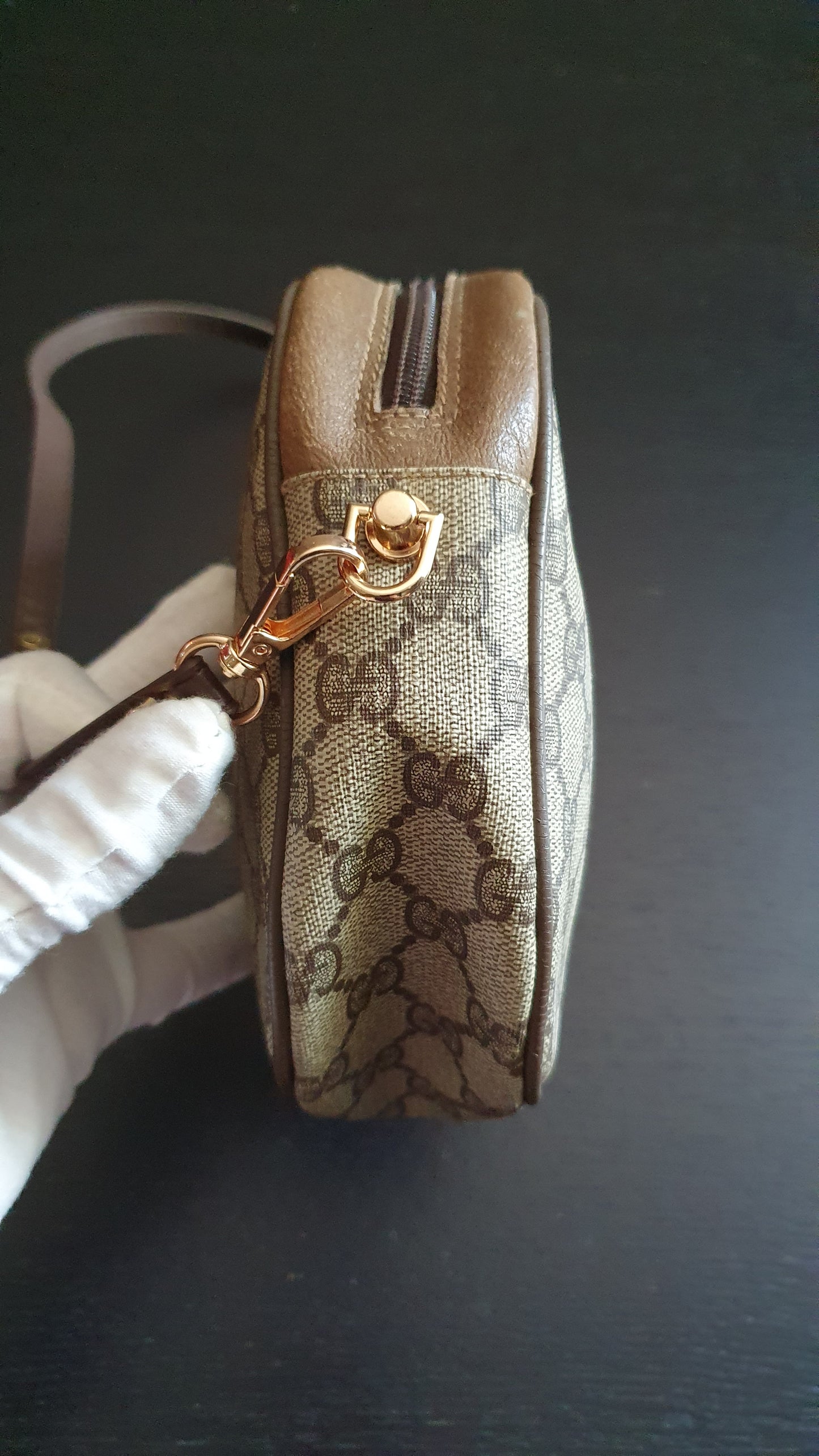 Authentic Vintage Gucci Upcycle Brown Purse with Shoulder Strap
