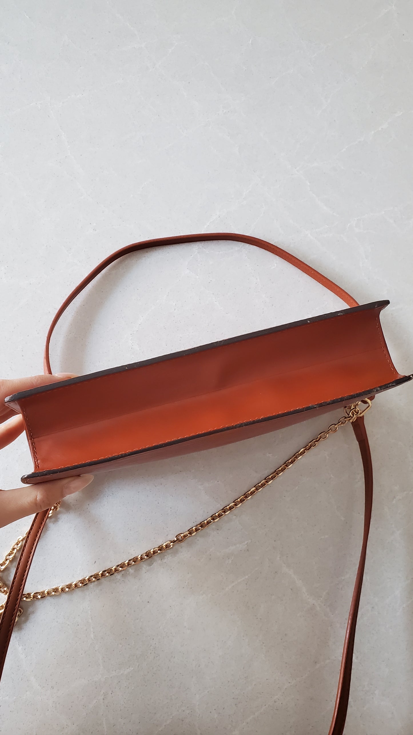 Authentic Louis Vuitton Upcycle Tan Epi Purse with Straps and Chain