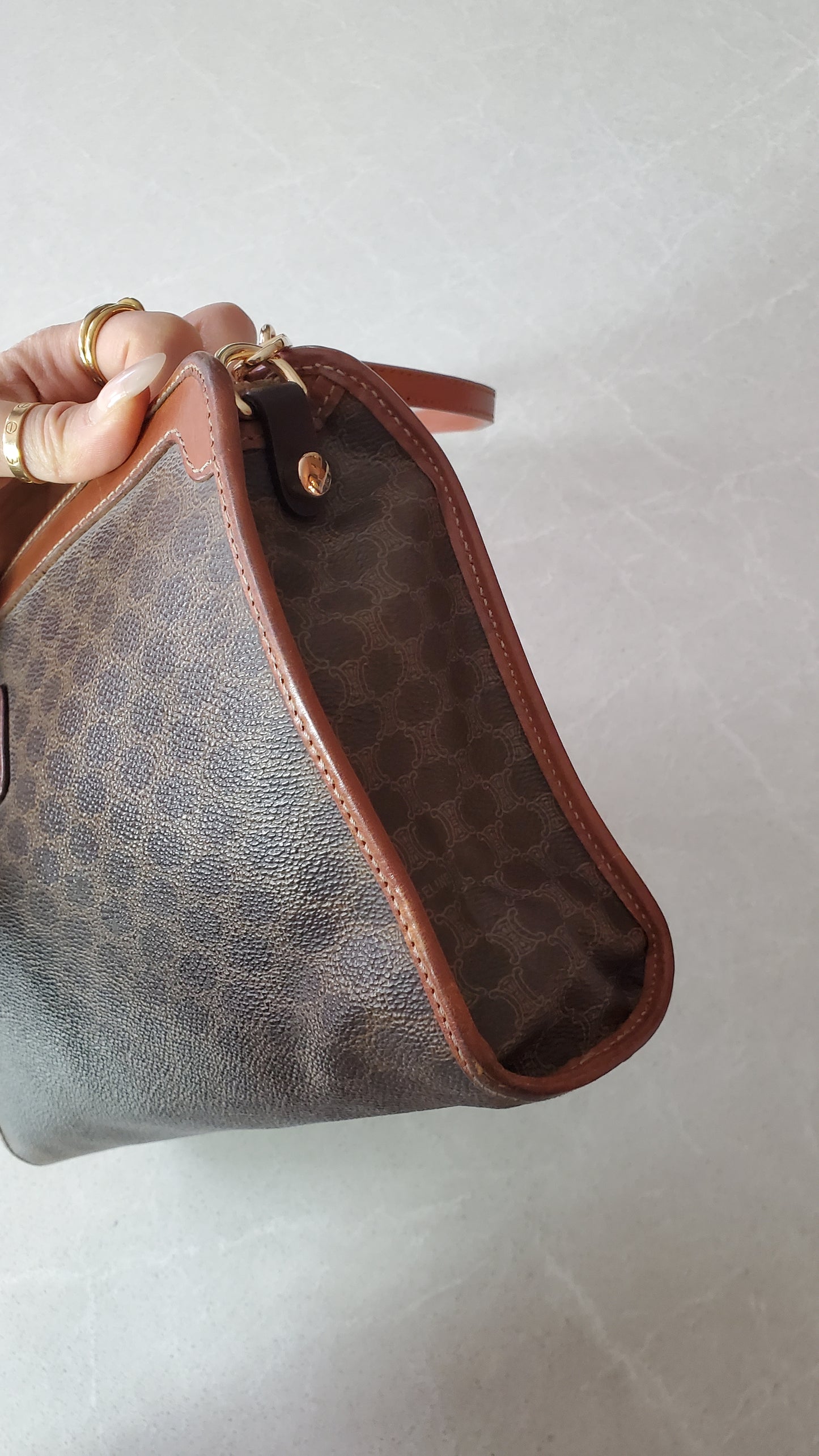 Authentic Vintage Celine (L) Upcycle Brown Shoulder Purse