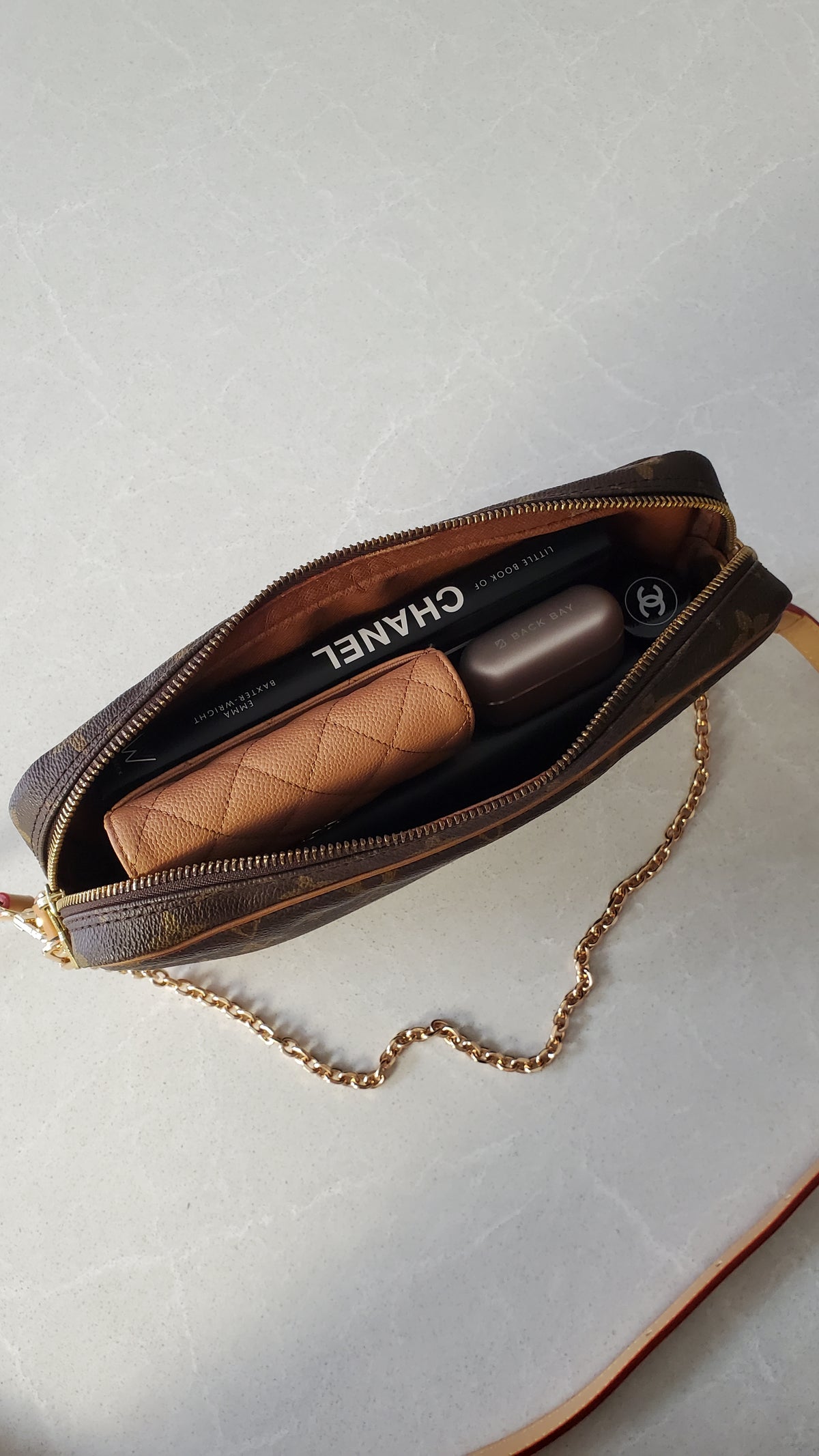 Authentic Vintage Louis Vuitton (2) Upcycle Purse with Strap & Chain