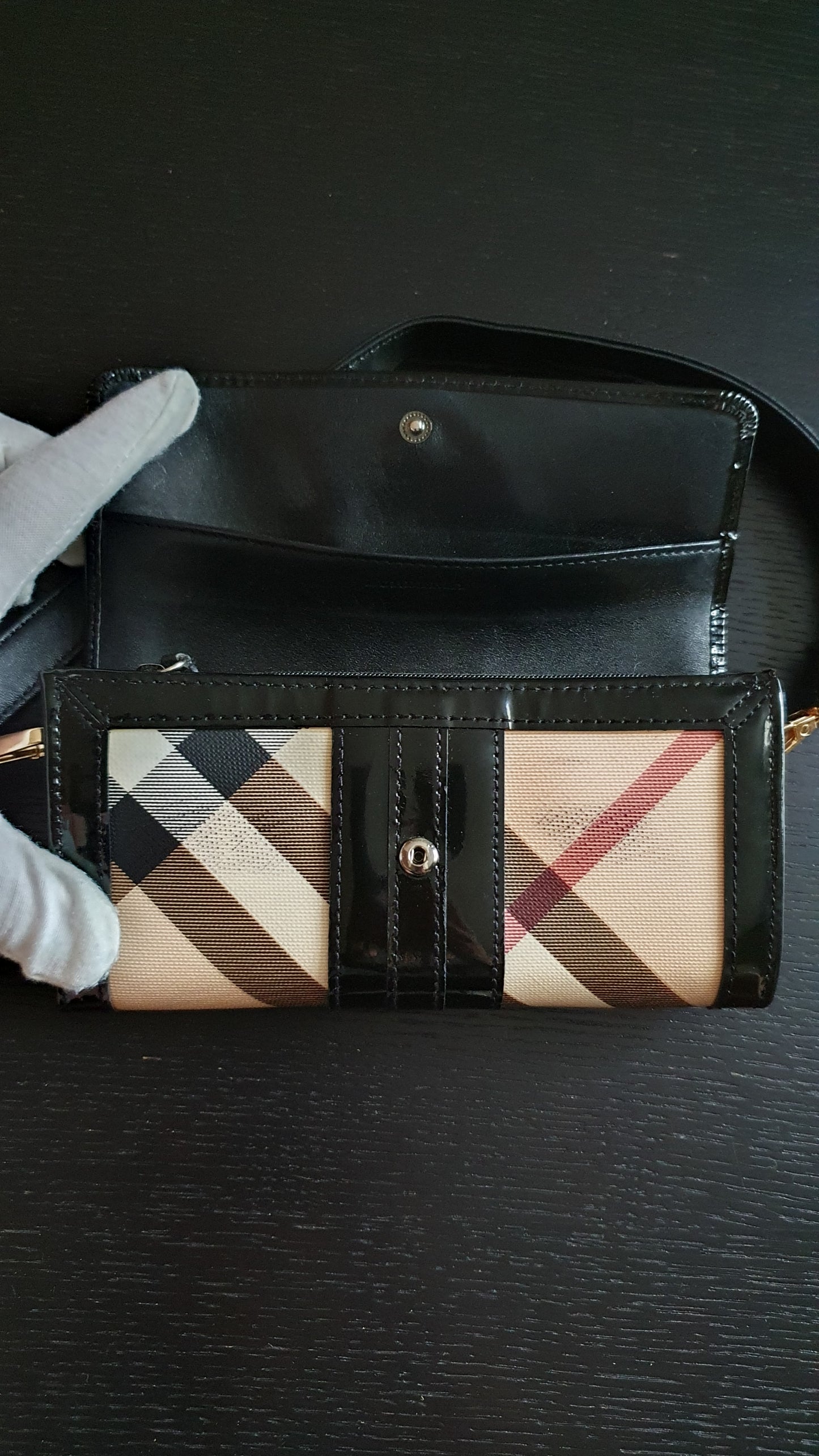 Authentic Burberry Upcycle Flap Wallet with Shoulder Strap