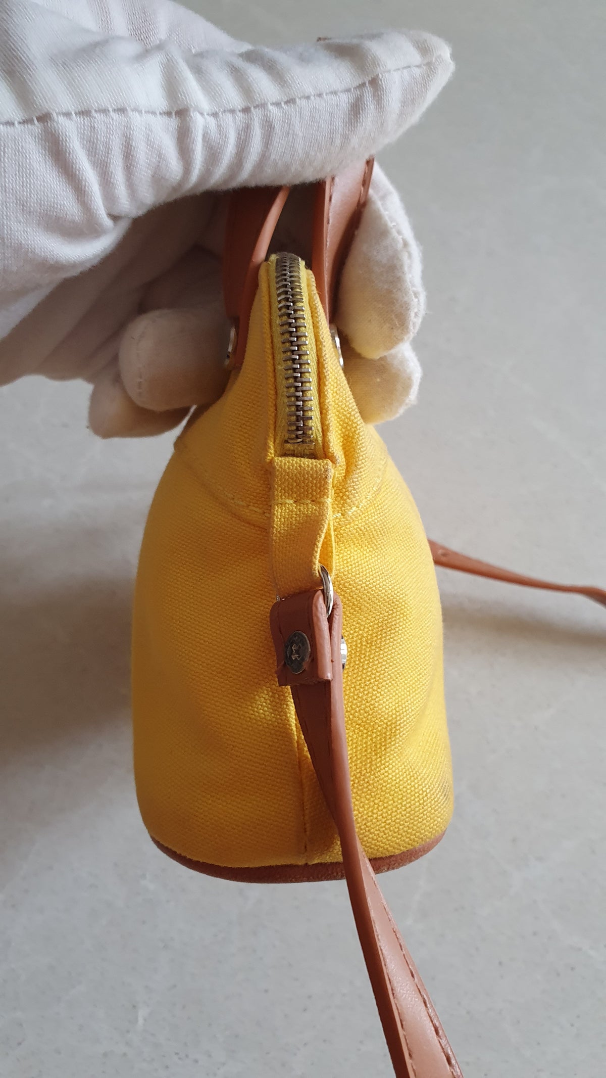 Authentic Hermès Upcycle Canvas Small Yellow Pochette with Straps