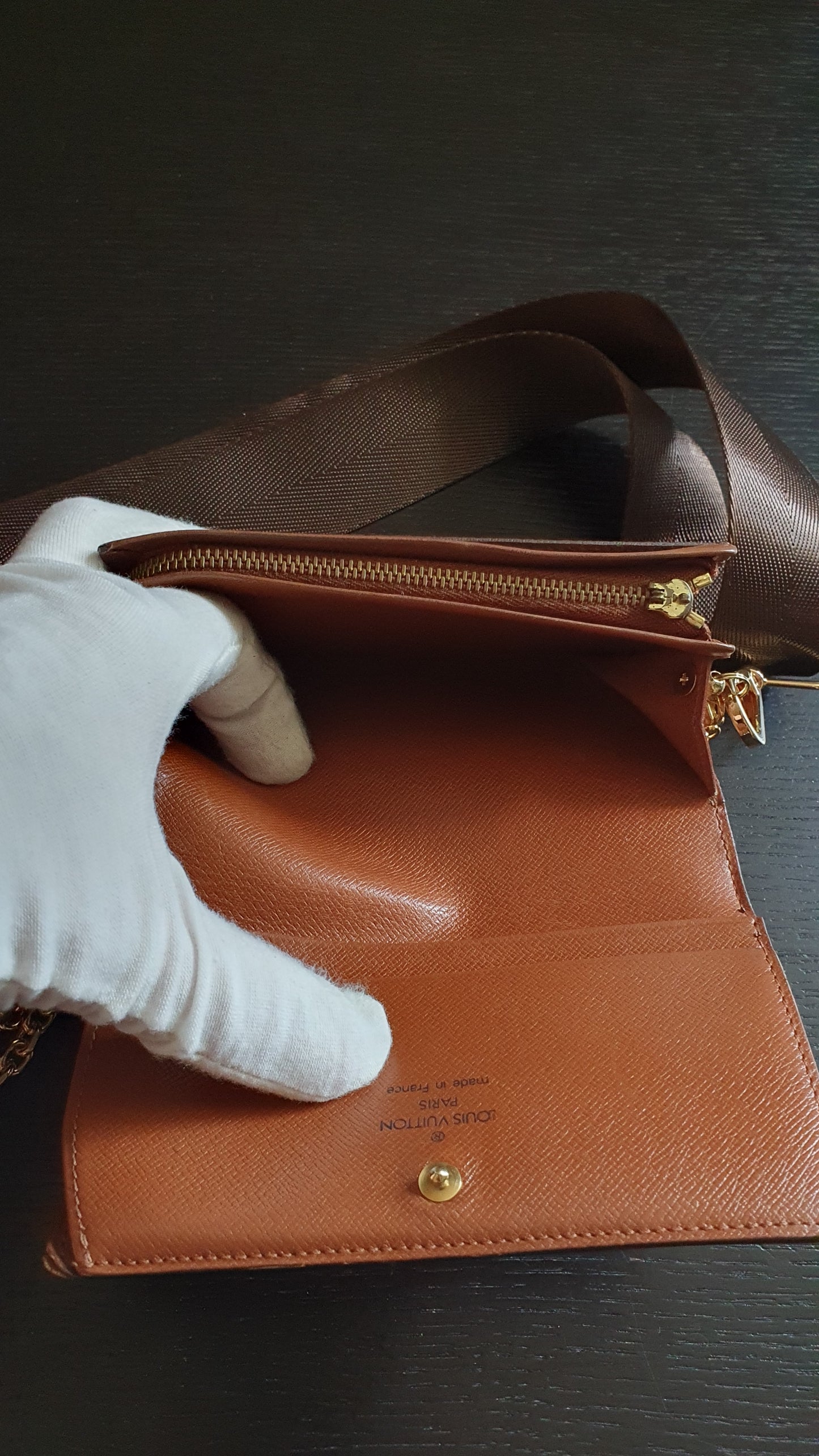 Authentic Vintage Louis Vuitton (RA0956) Upcycle Small Wallet with Strap and Chain