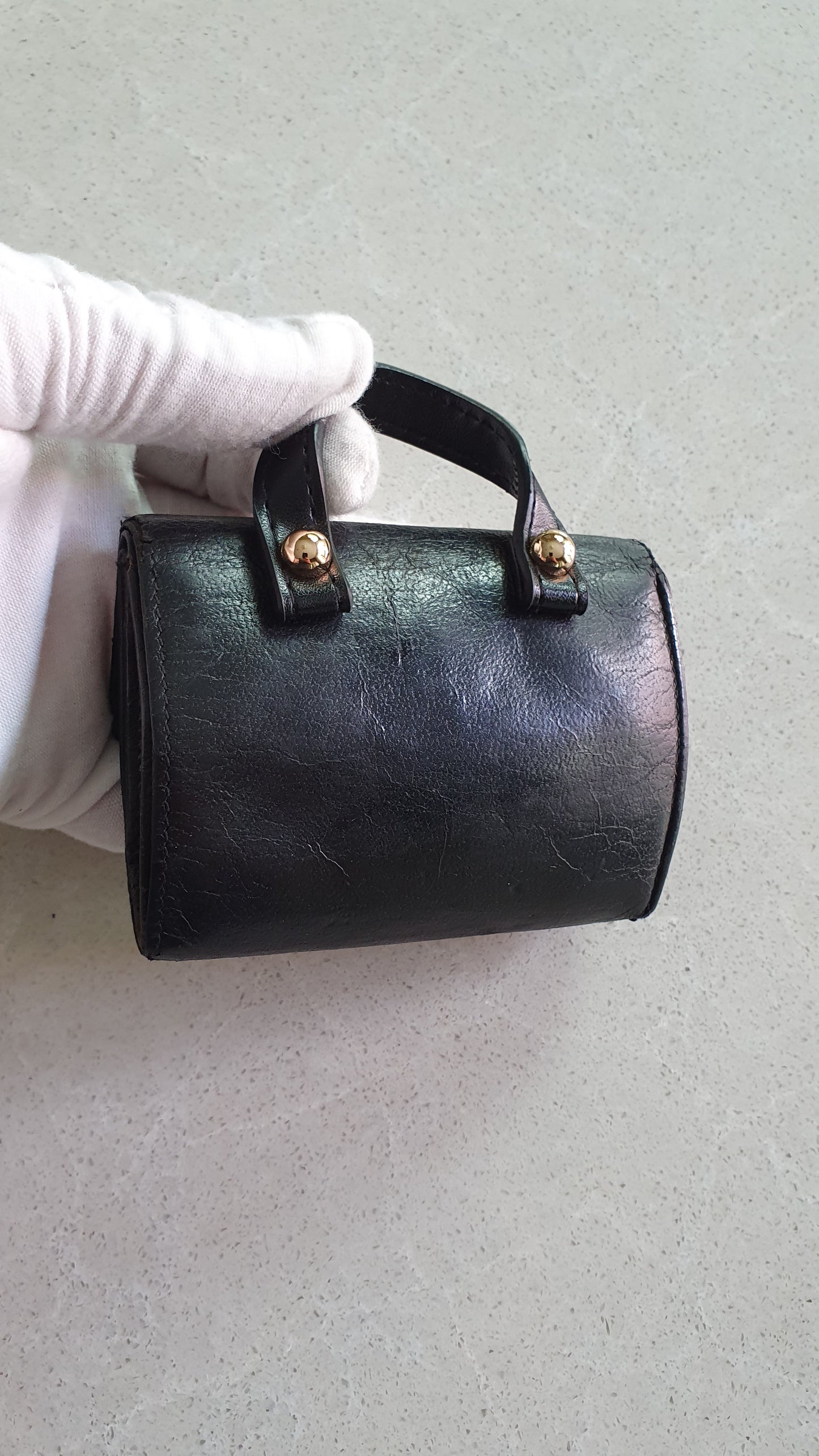 Authentic Chanel Upcycle Mini Black Leather Wallet with Single Handle