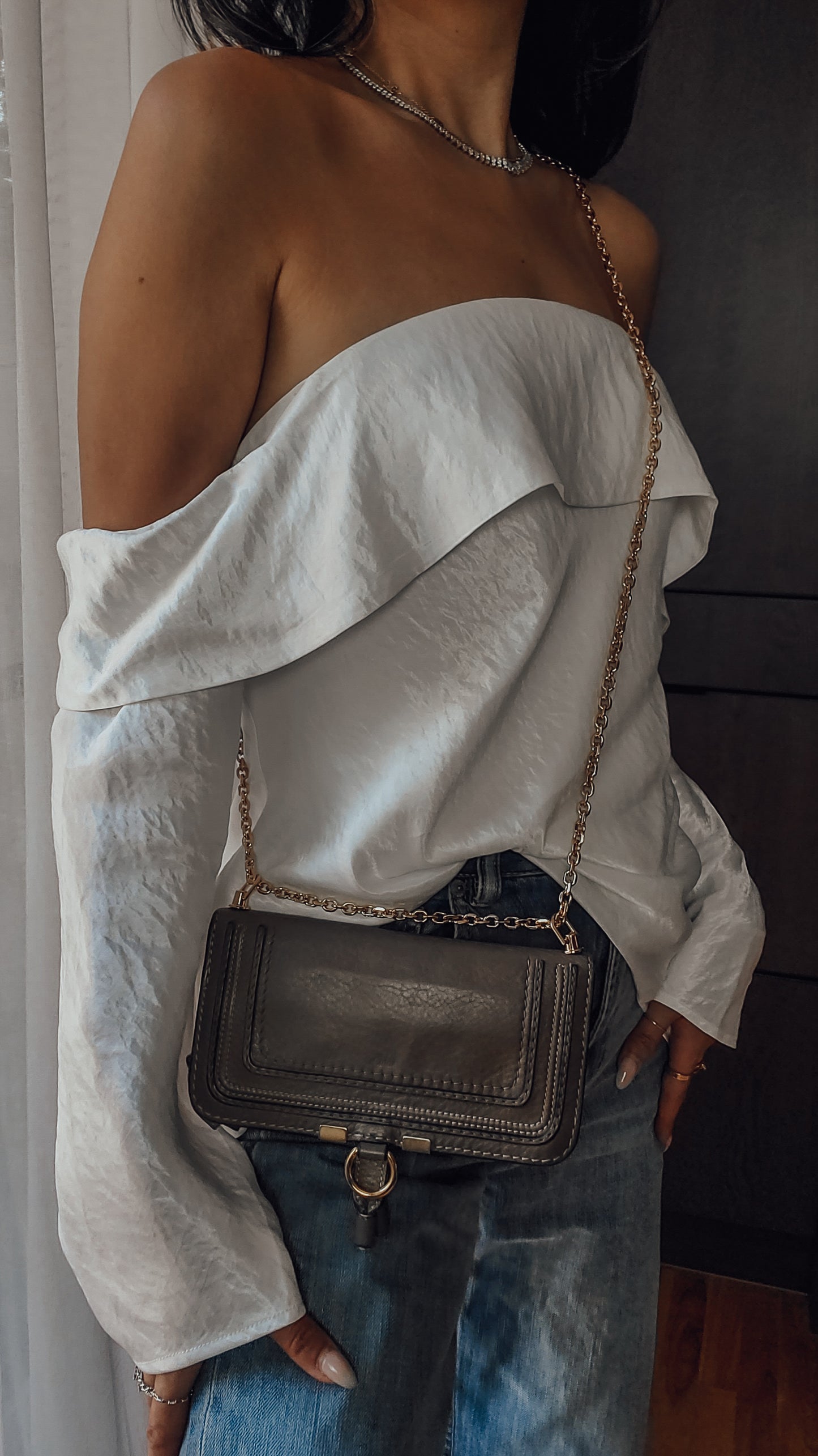 Authentic Chloé Upcycle Leather Wallet with Versatile Chain
