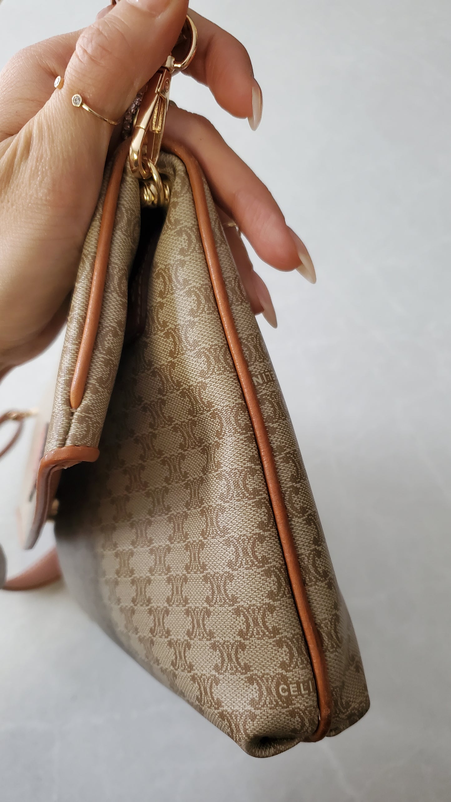 Authentic Vintage Celine Upcycle (Tan) Purse on Strap