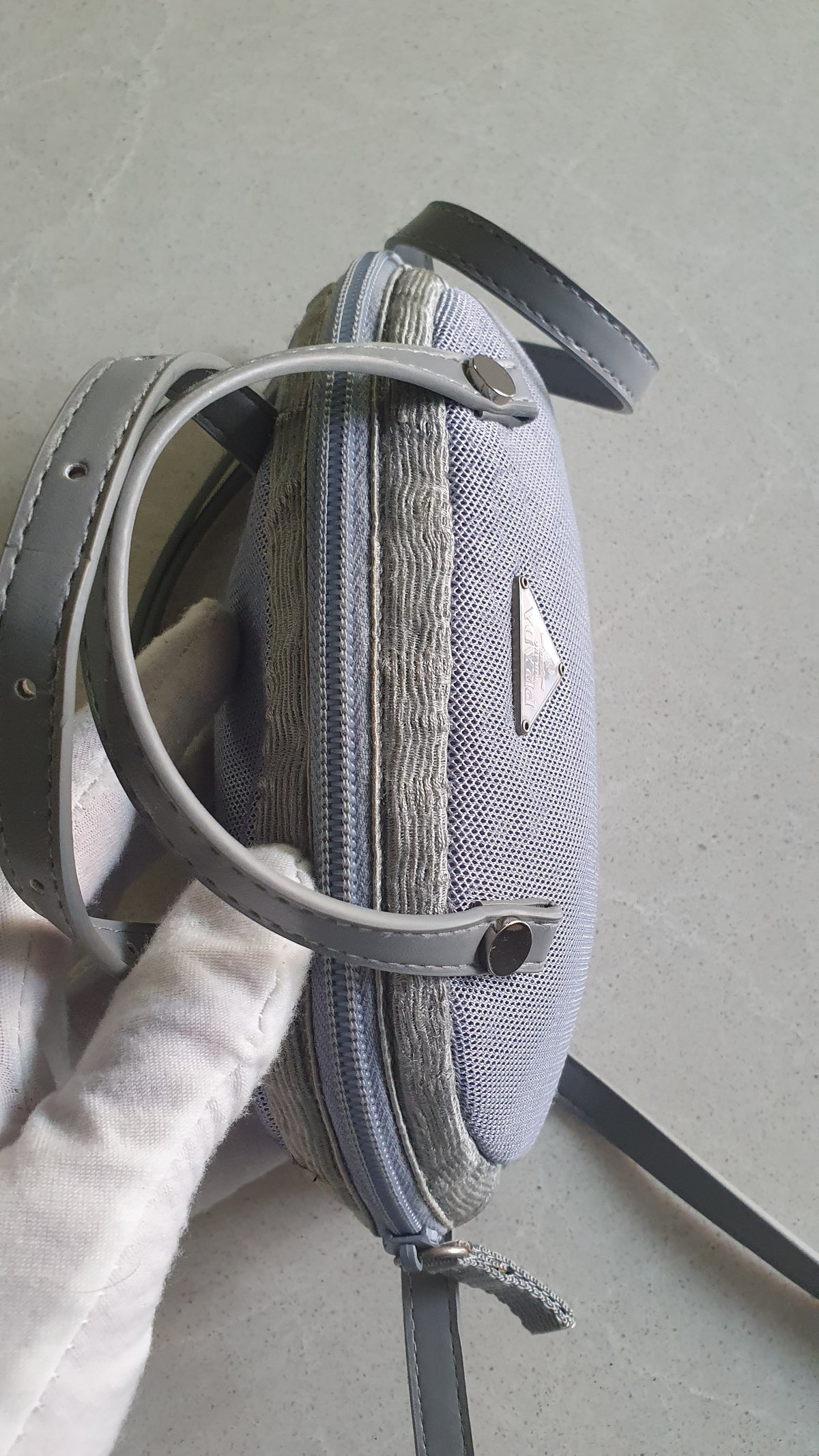 Authentic Prada Upcycle Blue Pouch with Straps