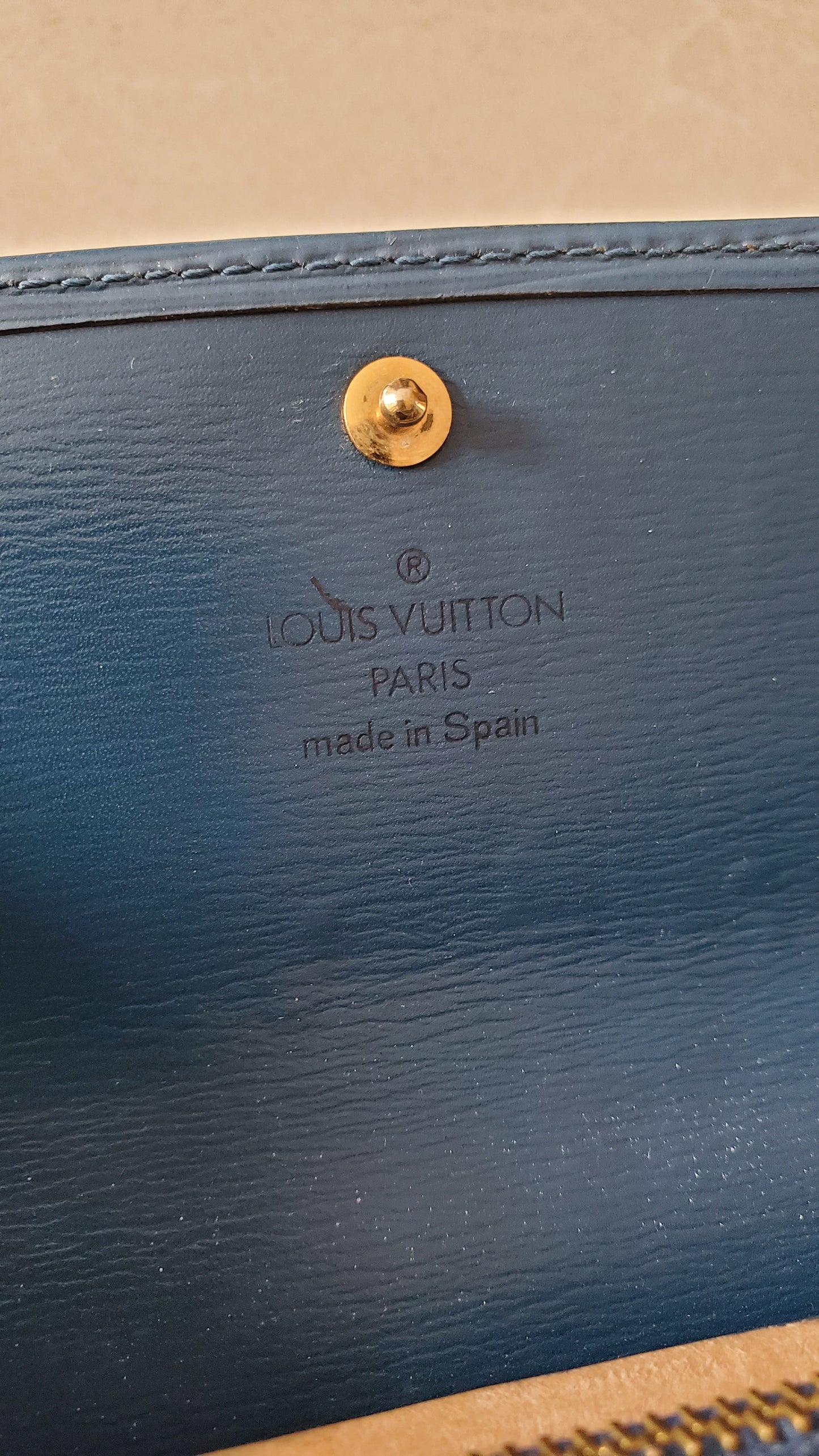 Authentic Louis Vuitton Upcycle Blue Epi Long Wallet on Chain