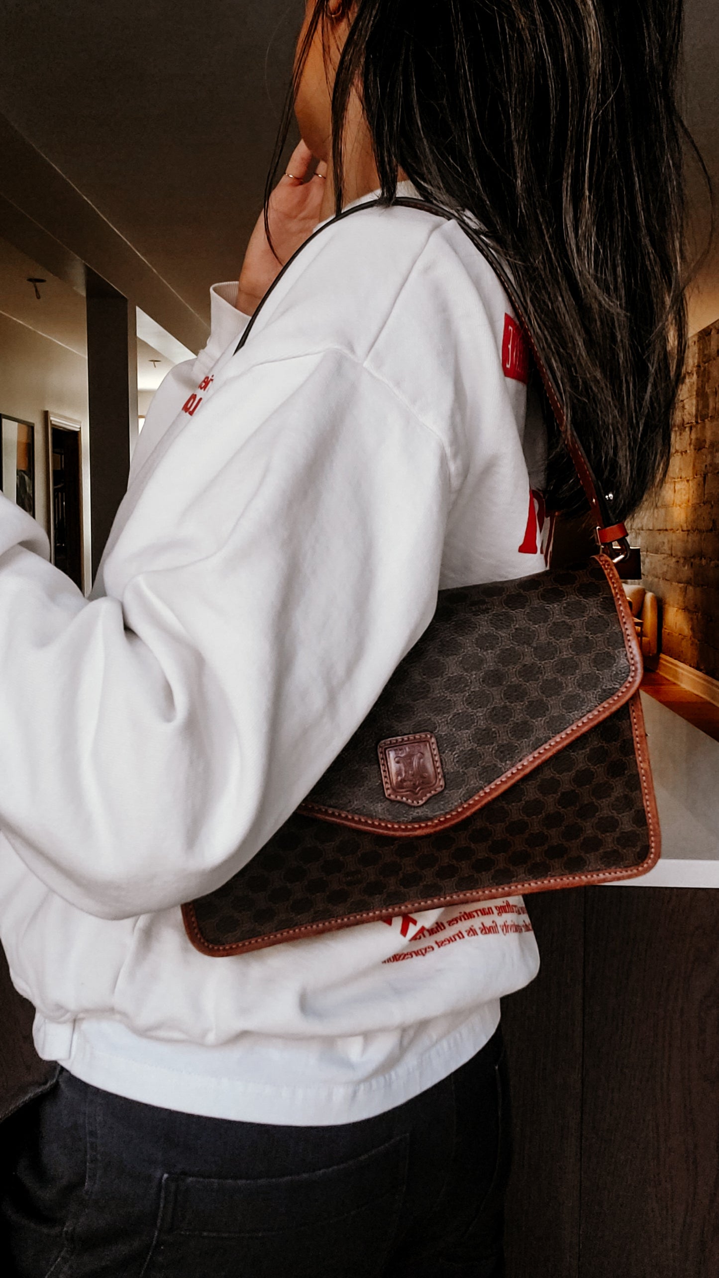 Authentic Vintage Celine Versatile Shoulder/ Crossbody Brown Purse