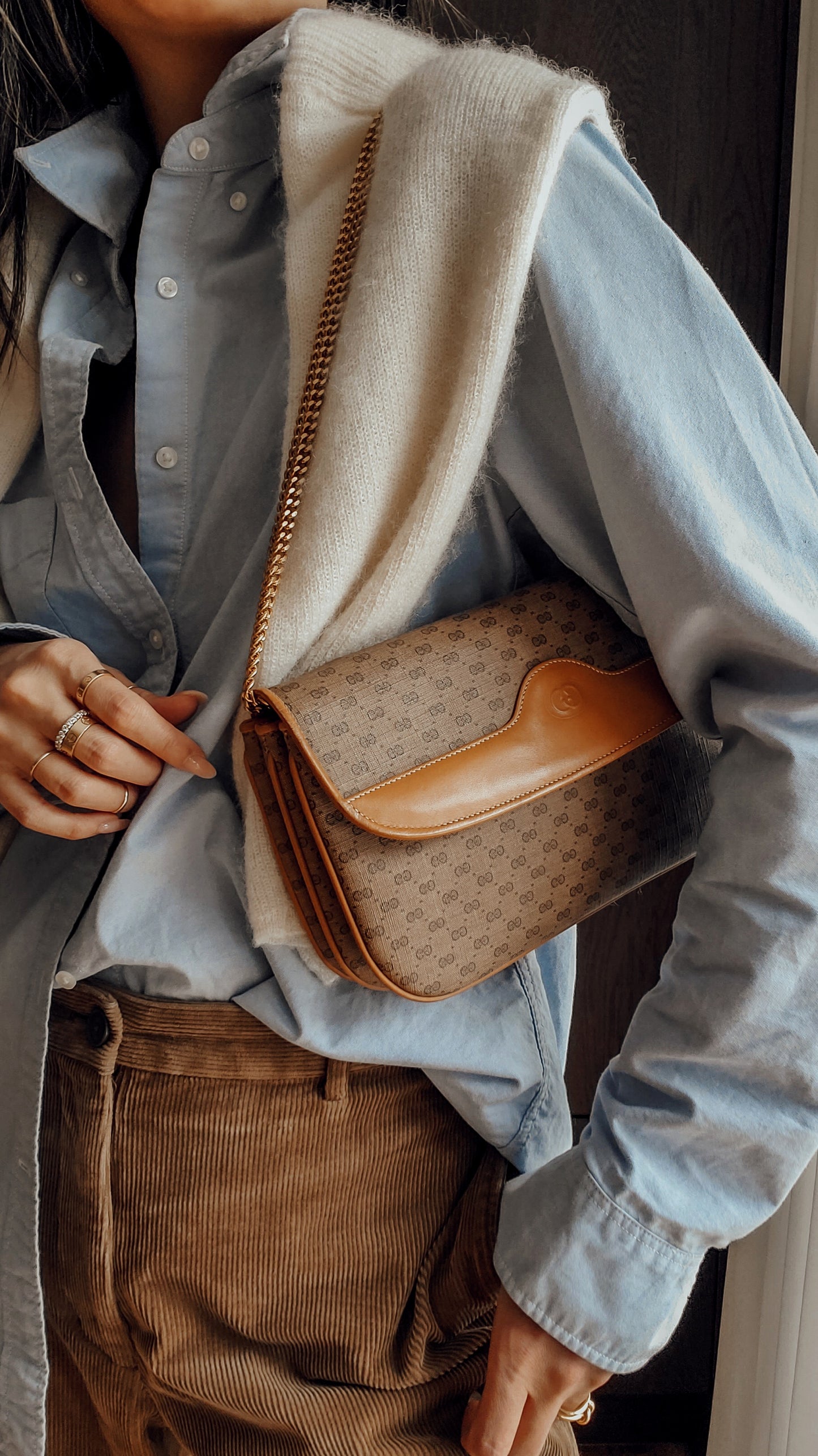 Authentic Vintage Gucci Upcycle 3 Compartments Purse on Chains