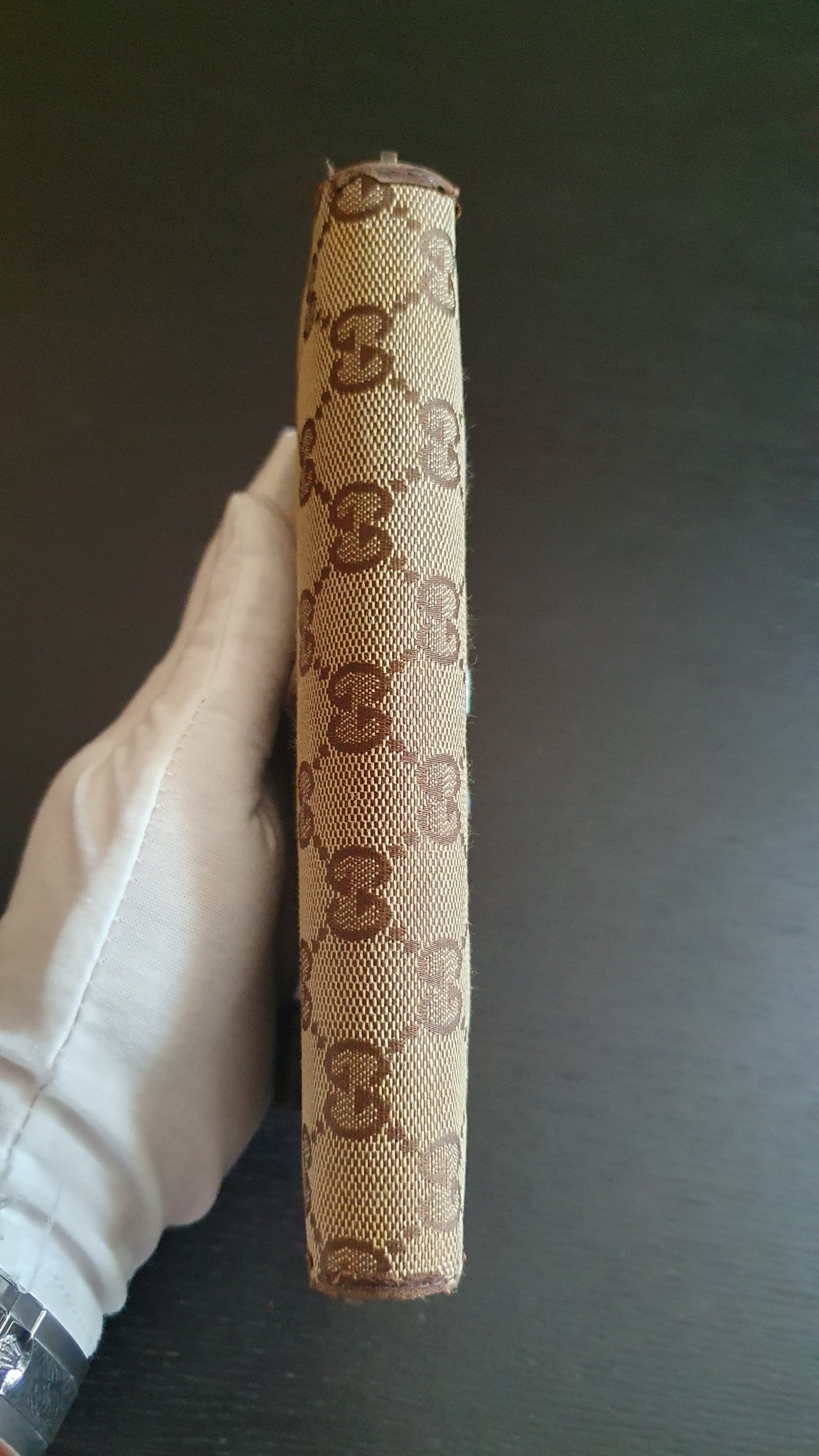 Authentic Vintage Gucci Upcycle Brown Zip Wallet with Single Strap