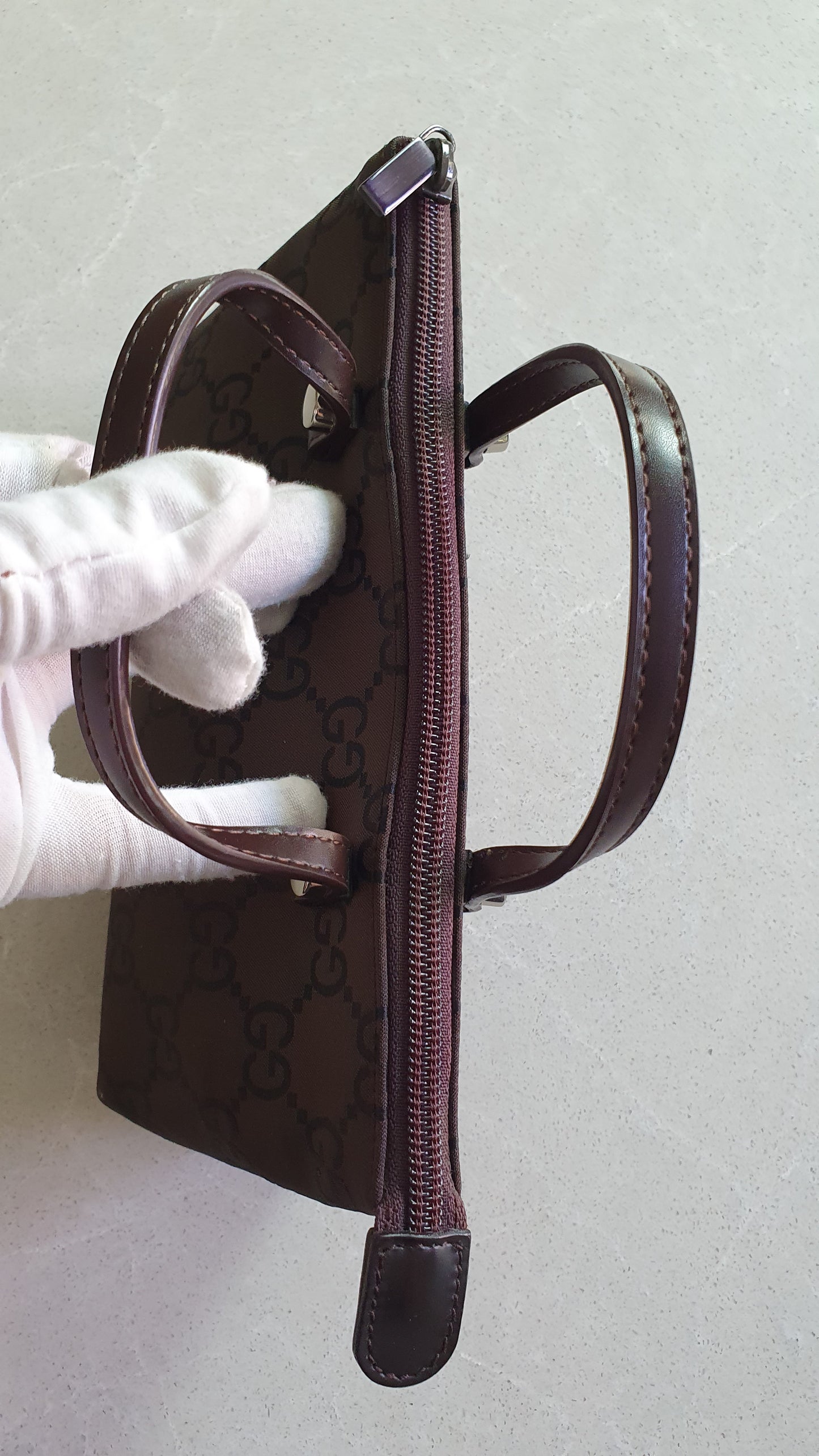 Authentic Gucci Upcycle Brown Purse with Two Handles