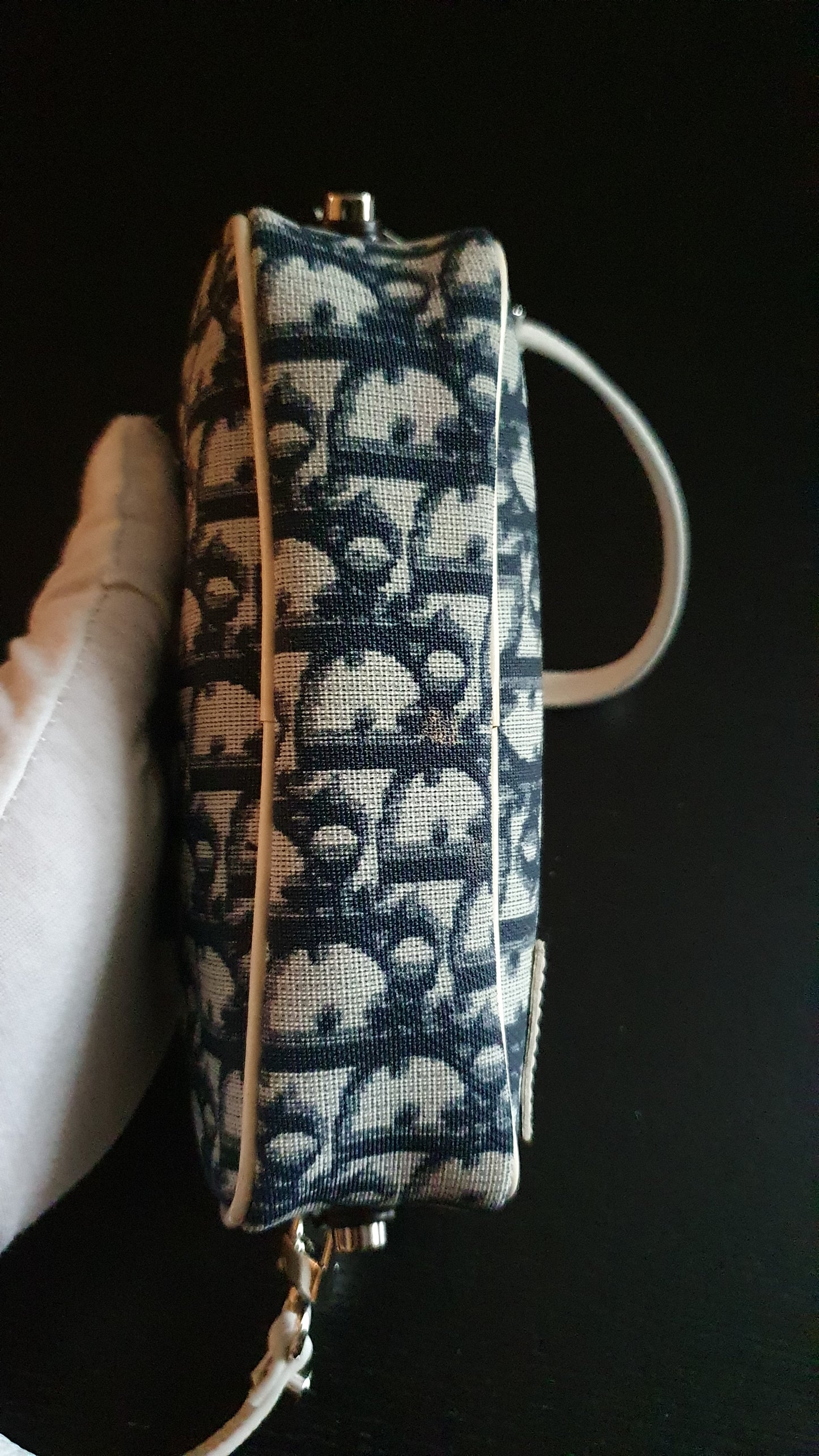 Authentic Vintage Dior Upcycle Navy Shoulder Pouch Purse with Straps