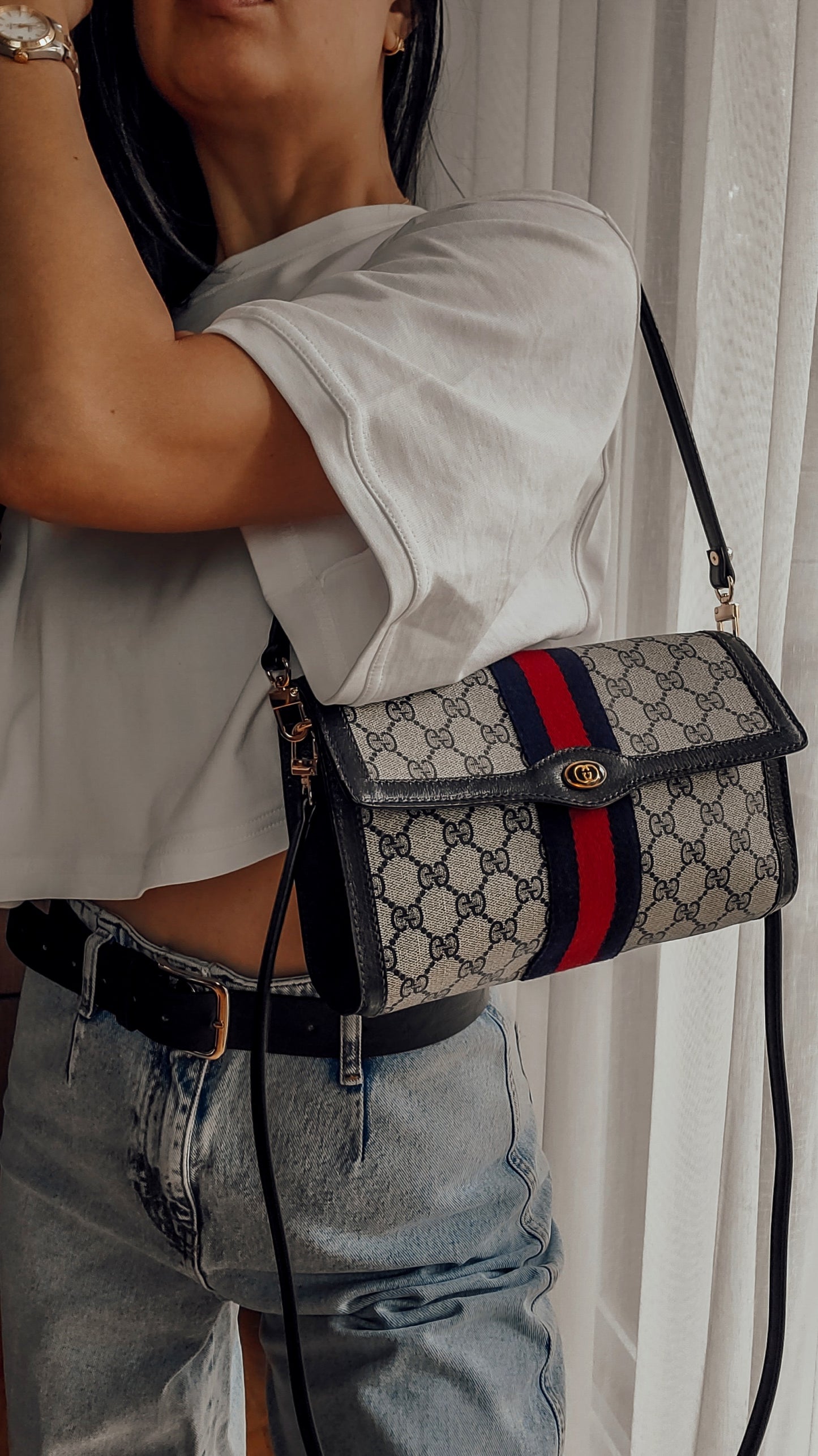 Authentic Vintage Gucci Upcycle (Dark Navy) Versatile Purse