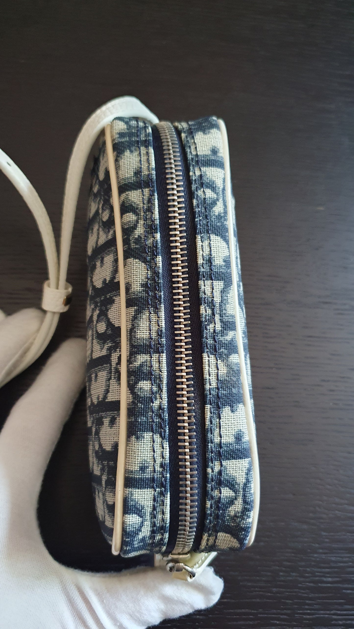 Authentic Vintage Dior Upcycle Navy Shoulder Pouch Purse with Adjustable Strap