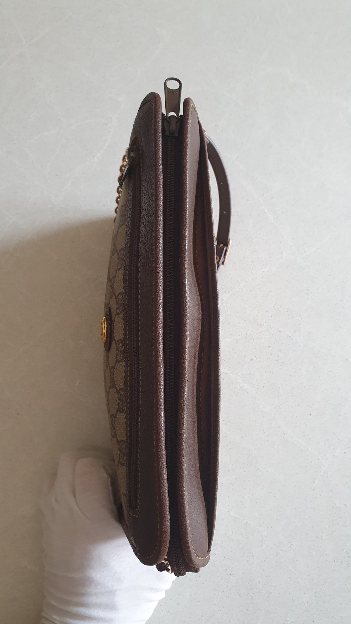 Authentic Vintage Gucci Upcycle Brown Purse with Straps and Chain