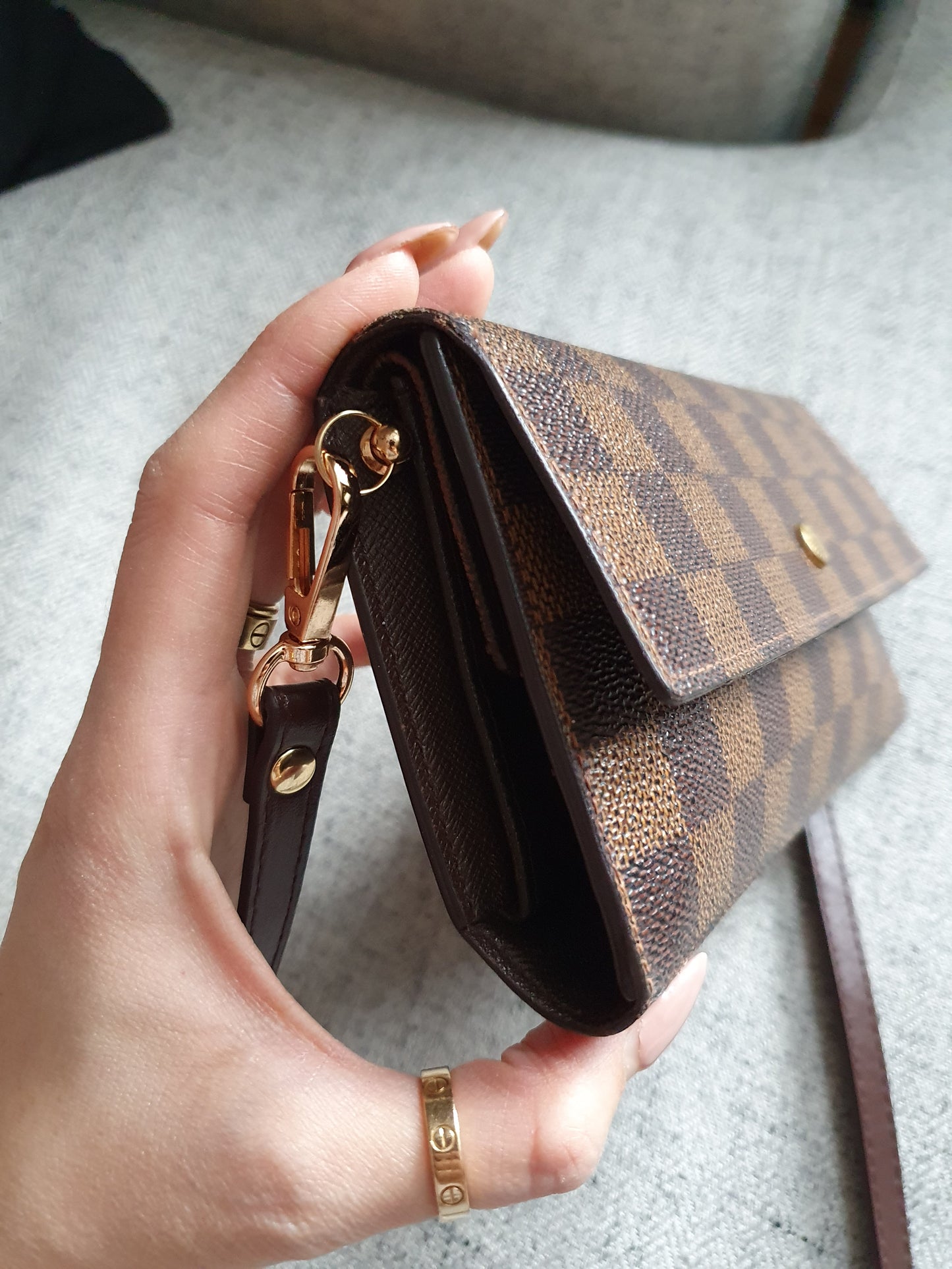 *New Drop* Authentic Louis Vuitton Brown Ebene Upcycle (Open) Wallet on Strap