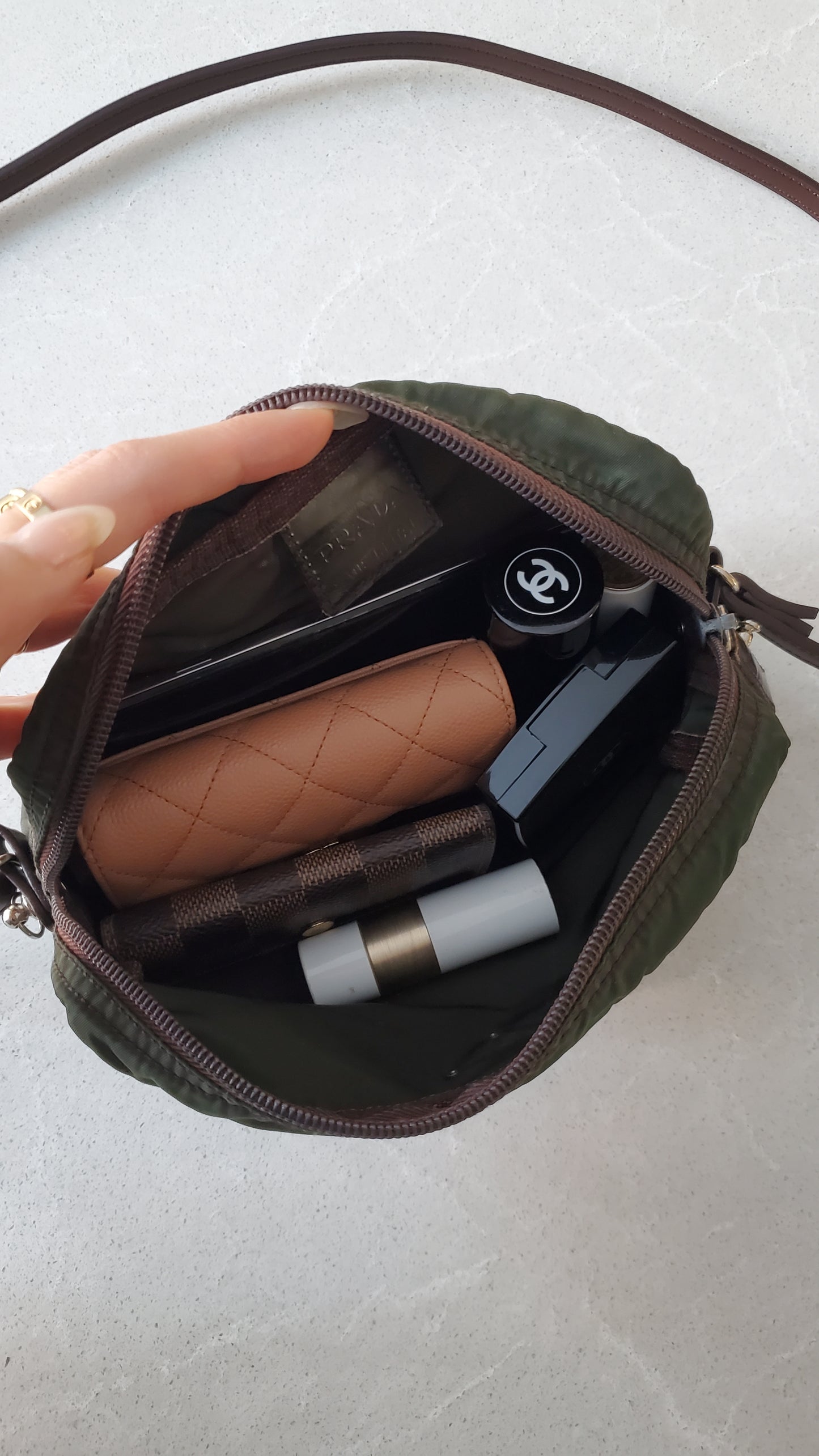 Authentic Prada (Green) Upcycle Nylon Pouch with Strap