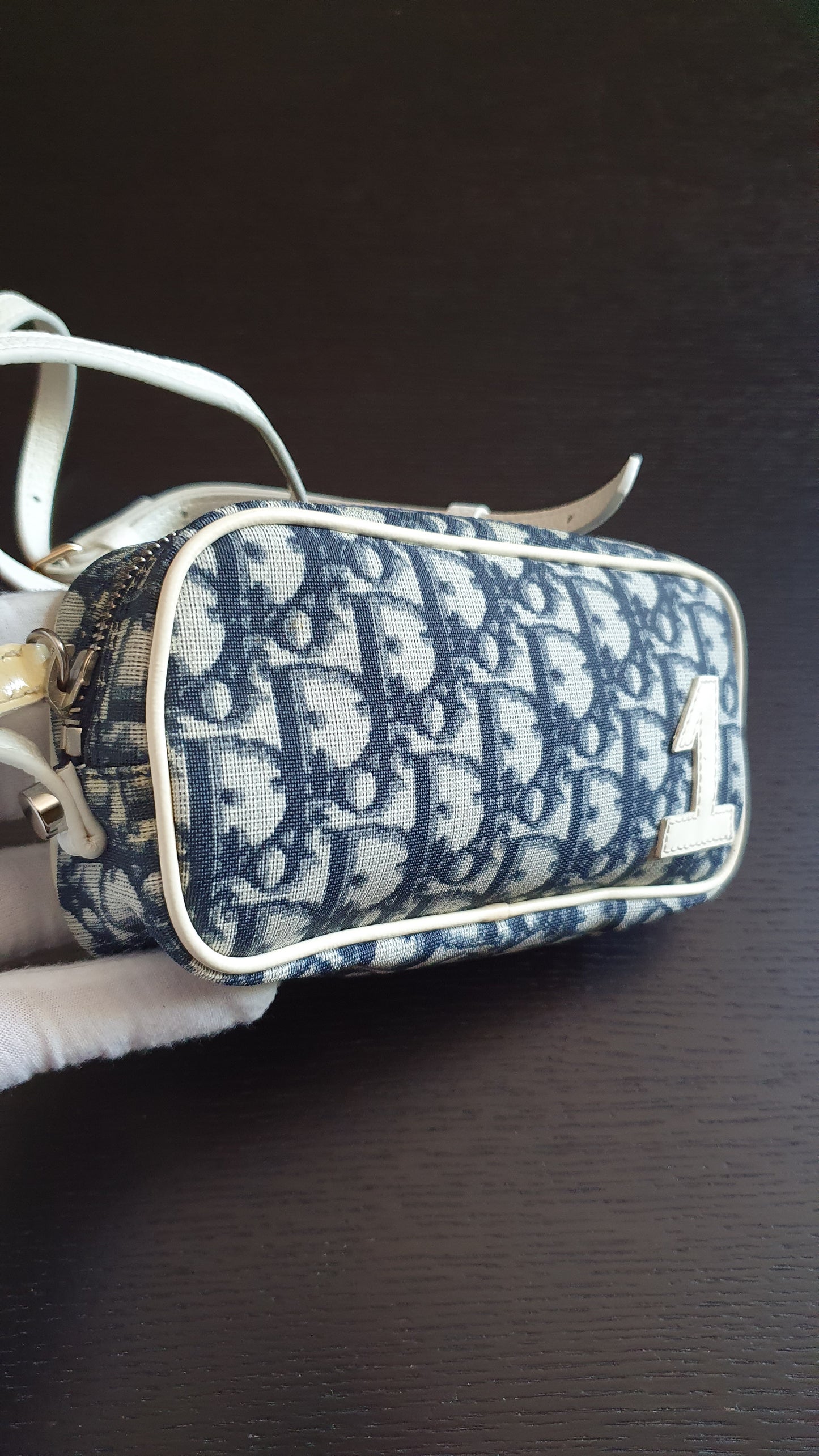 Authentic Vintage Dior Upcycle Navy Shoulder Pouch Purse with Adjustable Strap