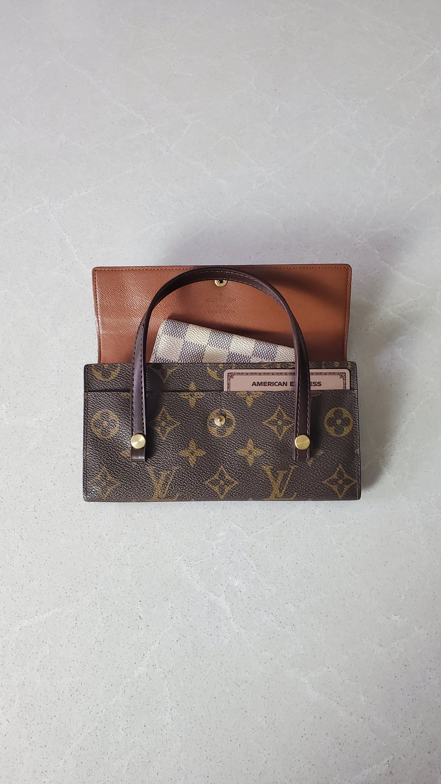 Authentic Vintage Louis Vuitton Upcycle Brown Monogram Wallet with Two Handles