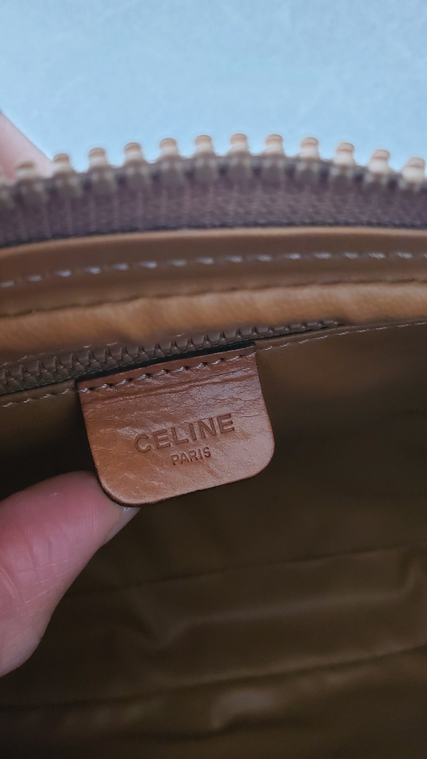 Authentic Vintage Celine Upcycle Tan Shoulder Purse with Chain & Strap