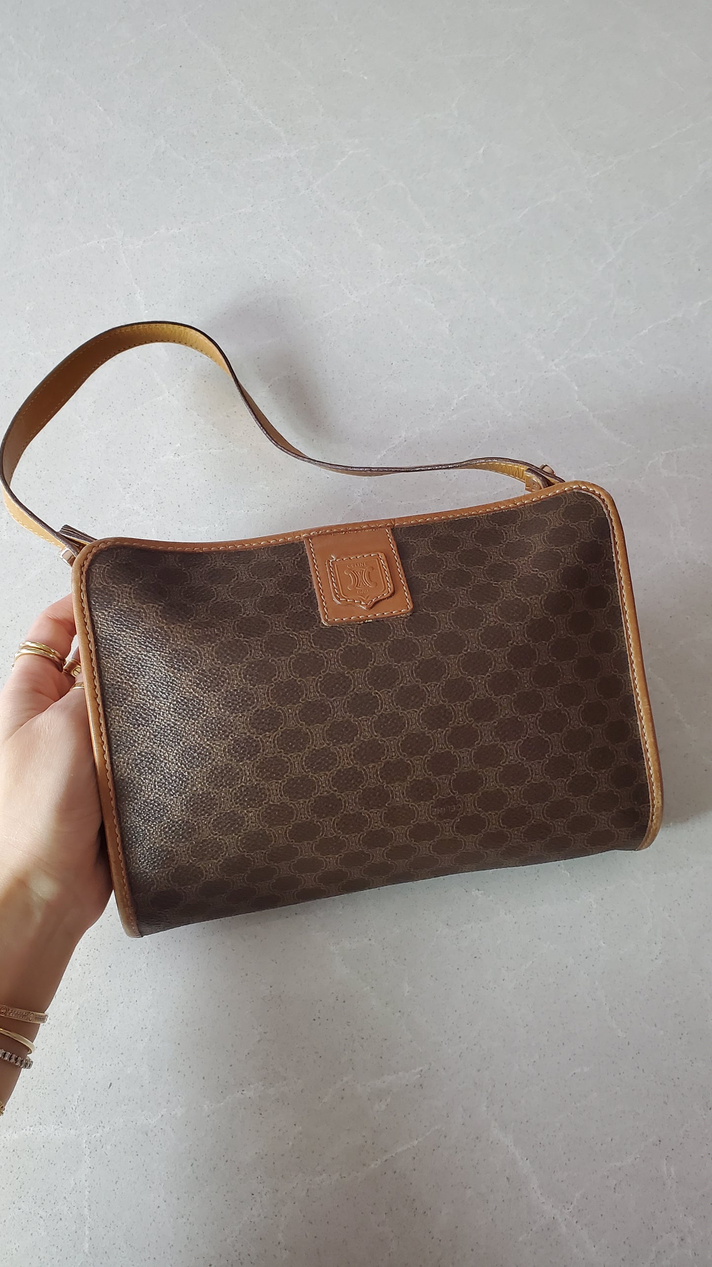 Authentic Vintage Celine Upcycle Brown/ Tan Shoulder Purse