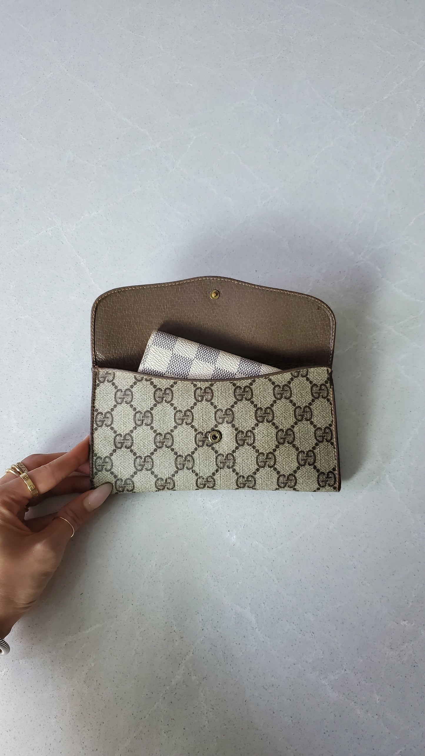 Authentic Vintage Gucci Upcycle Brown Wallet with Single Handle