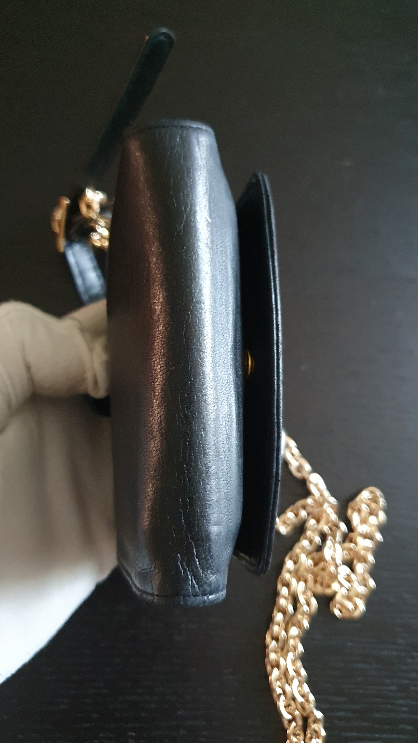 Authentic Chanel Upcycle Small Black Wallet with Strap & Chain