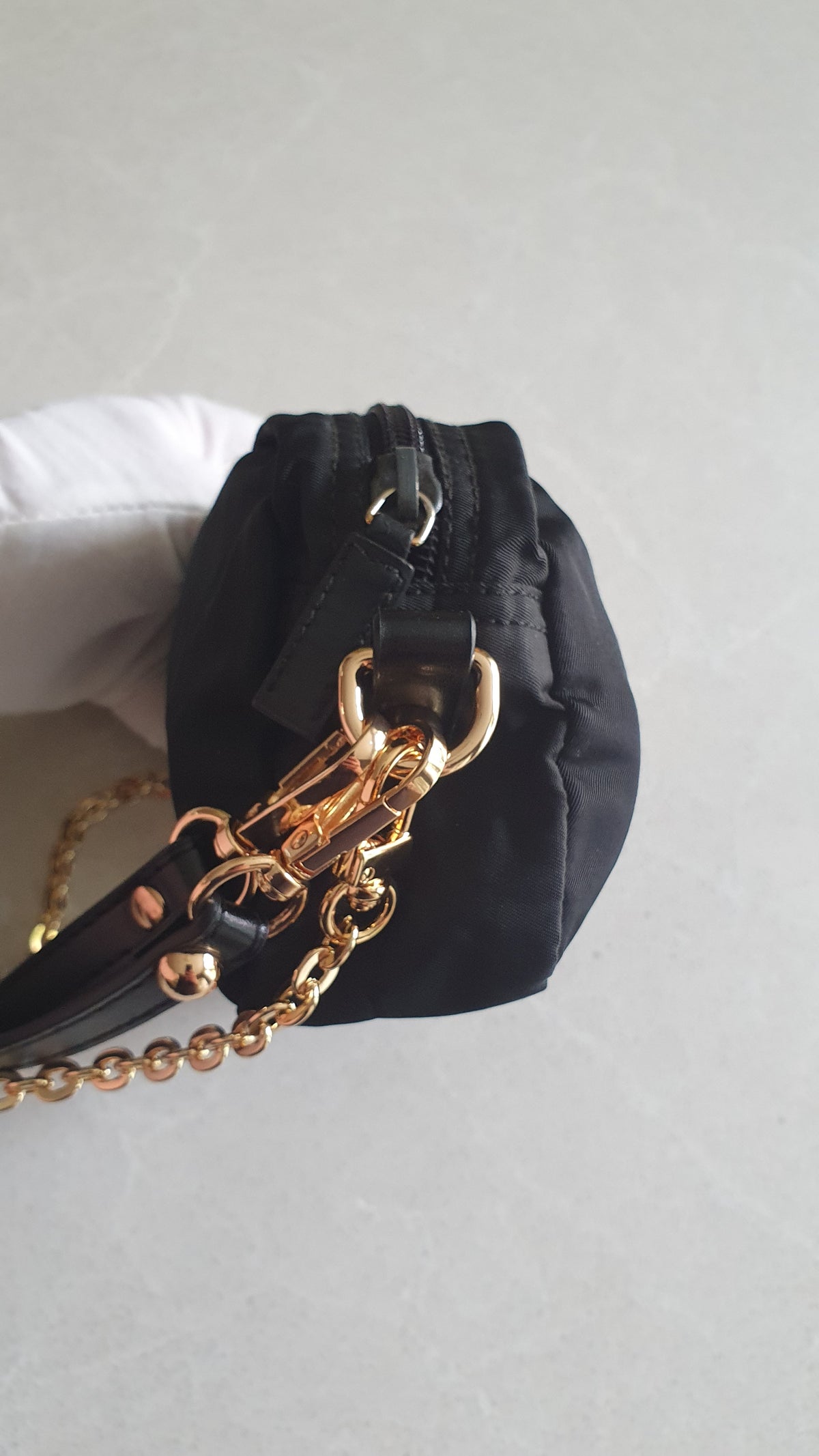 Authentic Prada Upcycle Versatile Black Nylon Pouch with Chain & Straps (upgraded version)