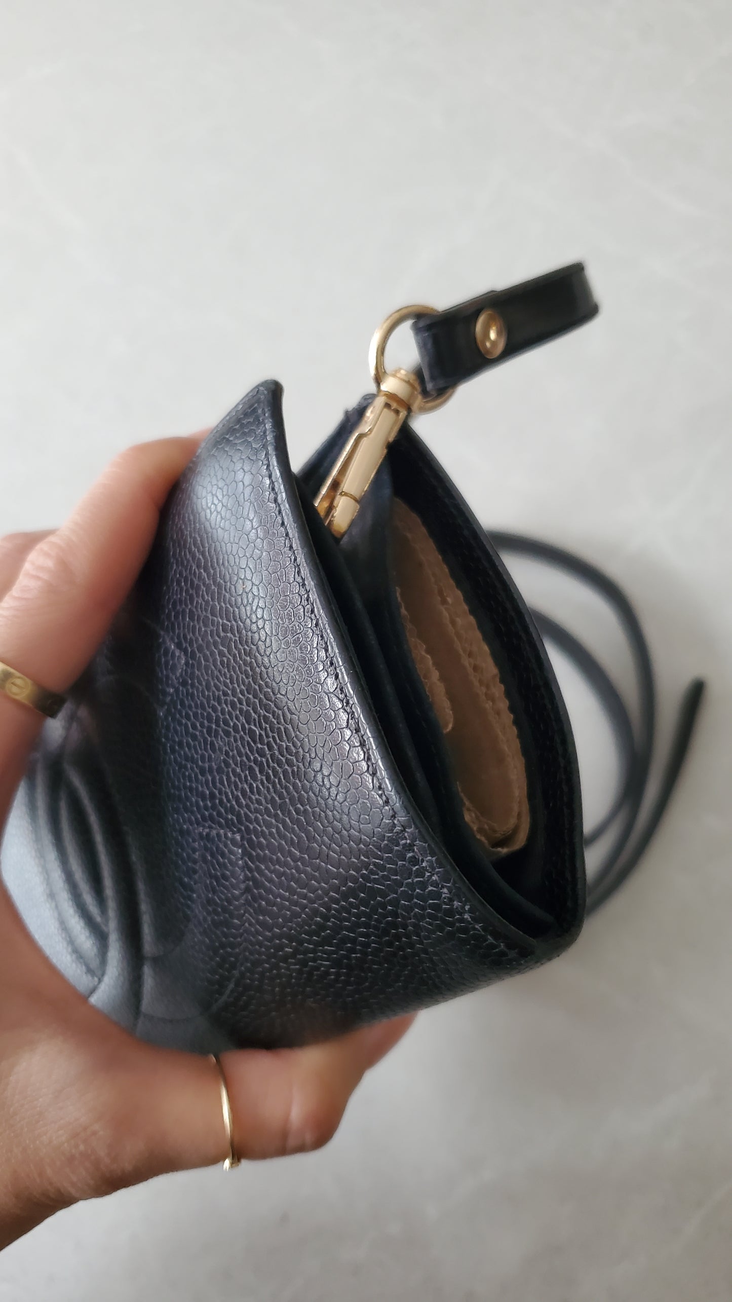 Authentic Vintage Chanel Caviar Upcycle Wallet on Chain & Strap