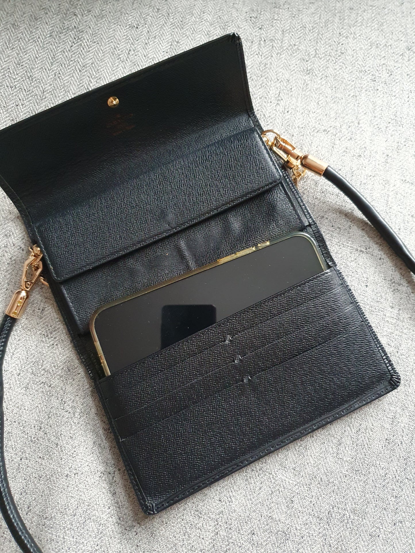 *New Drop* Authentic Louis Vuitton Upcycle Long Black Epi Wallet on Strap & Chain