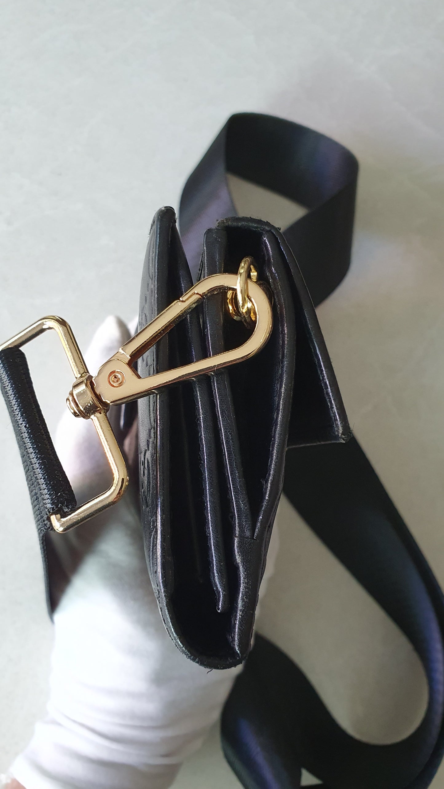 Authentic Gucci Upcycle Long Black Leather Wallet with Strap