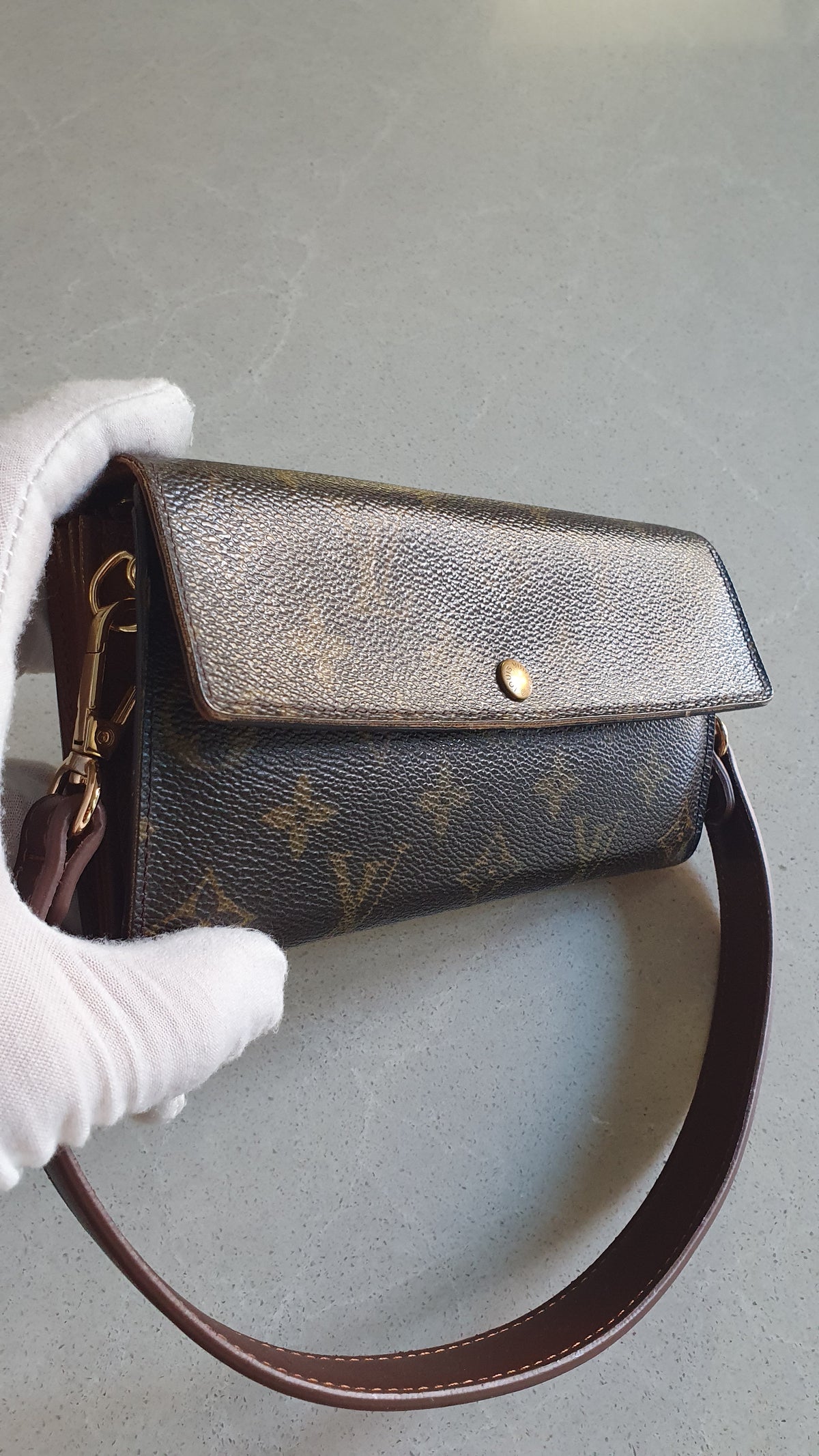 Authentic Vintage Louis Vuitton (2) Upcycle Wallet with Strap