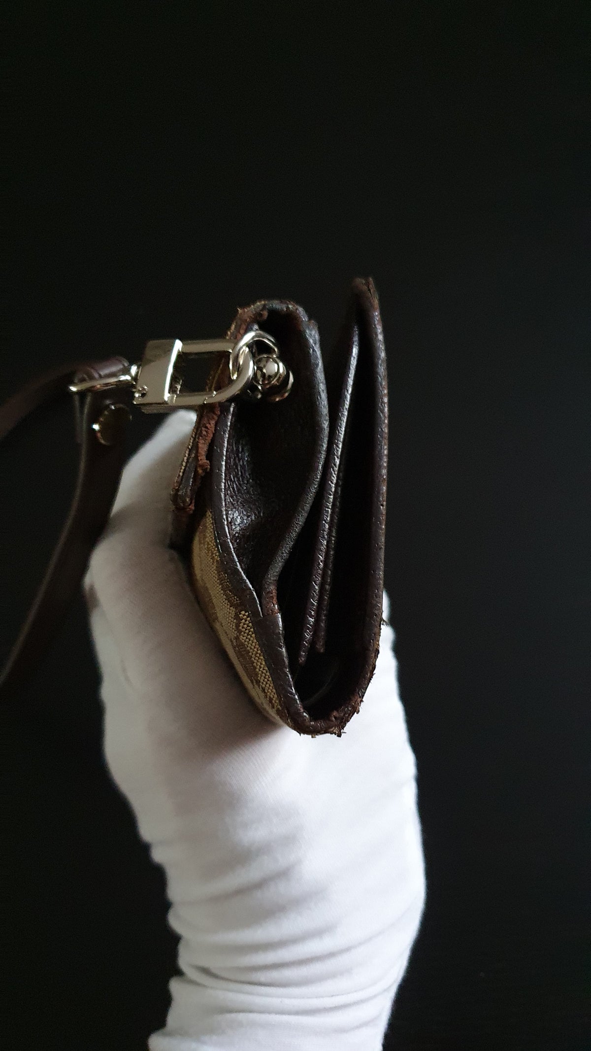 Authentic Gucci Upcycle Brown Wallet with Shoulder Strap