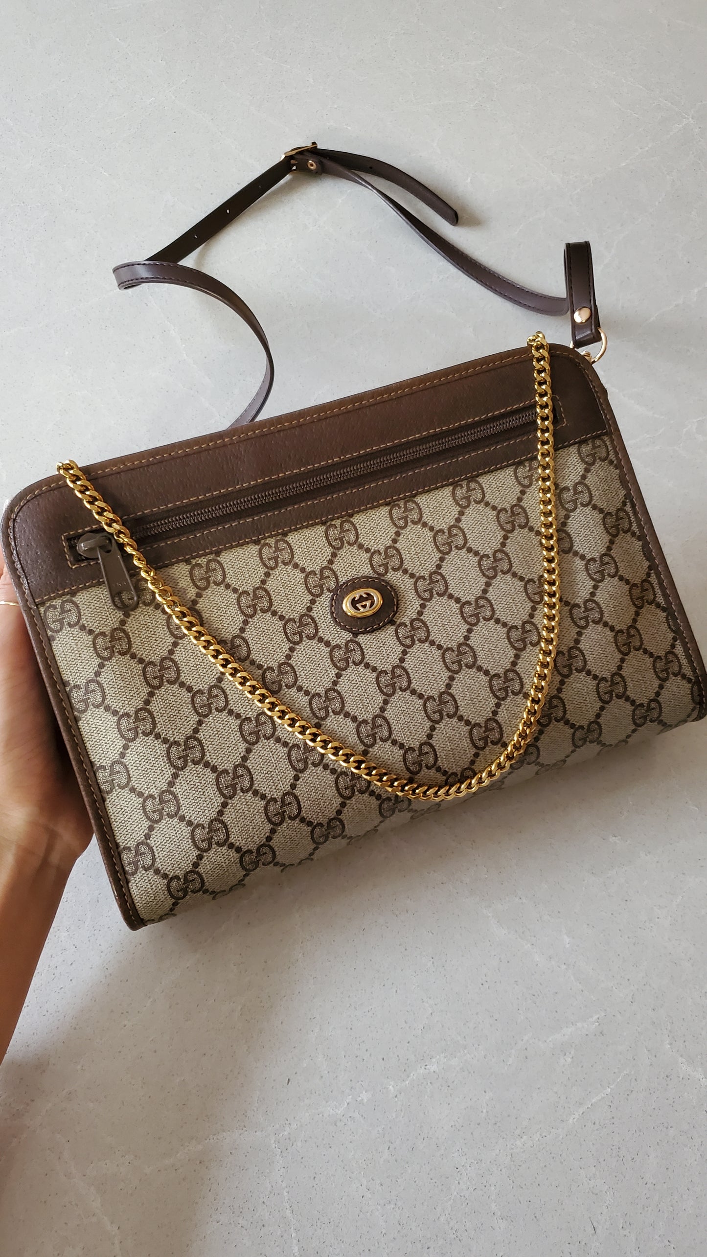 Authentic Vintage Gucci Upcycle Purse on Chain & Strap
